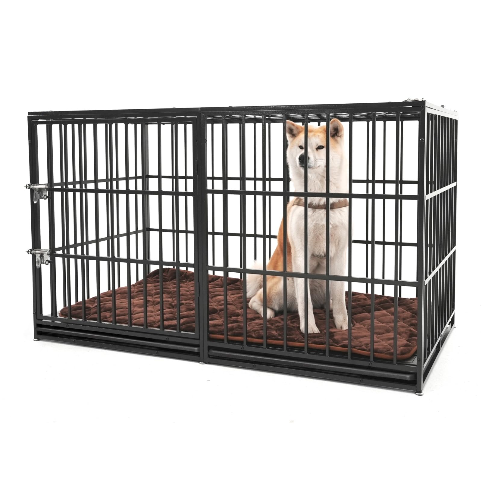 ZephyPaws 61 Extra Large Dog Crate Furniture with Cushion, Heavy Duty Dog cage Strong Metal Dog Kennels and Pens Crates with 2 D