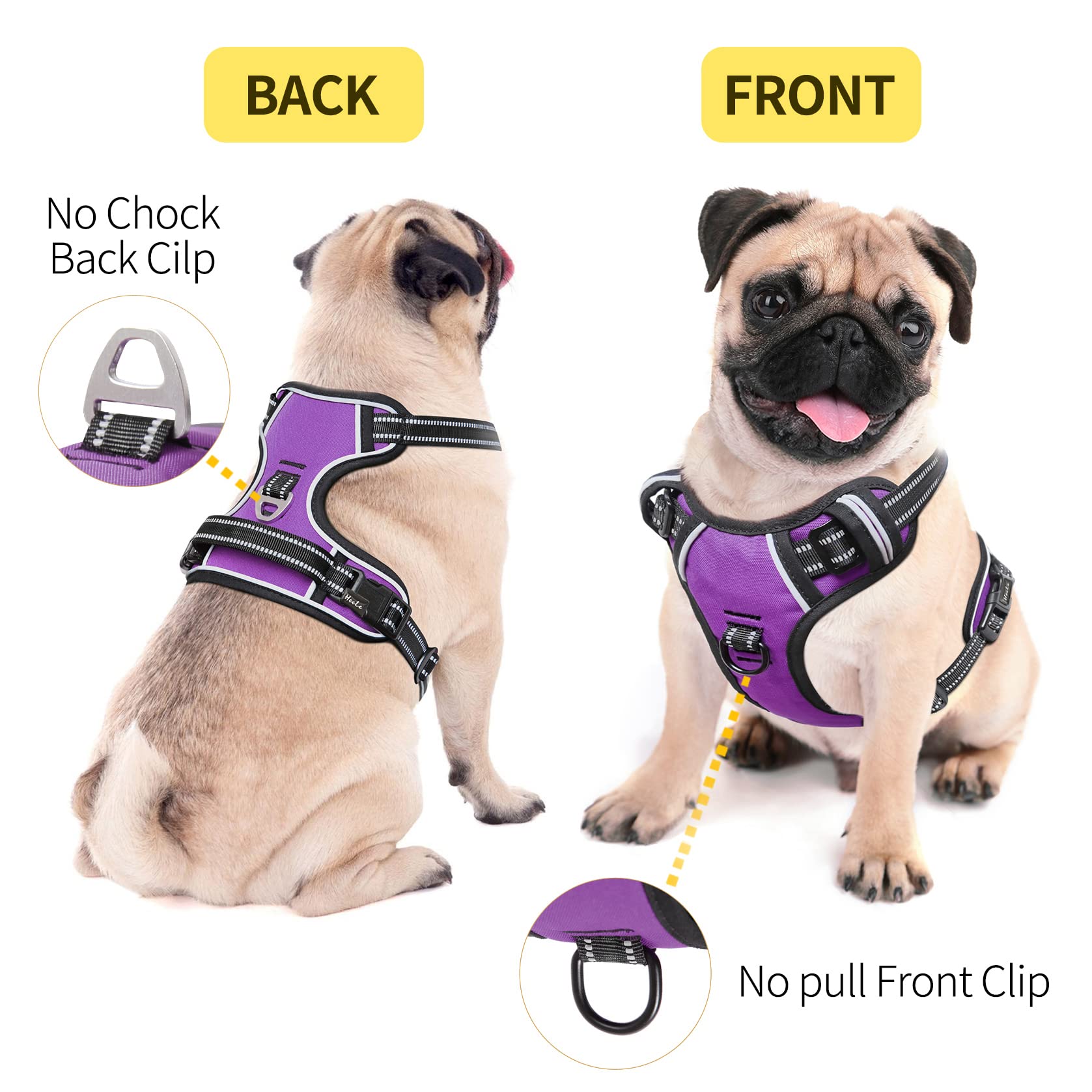 Heele Dog Harness, No Pull Adjustable Padded Reflective Harness For Small Medium Large Dogs With Handle For Walking Training, Pu