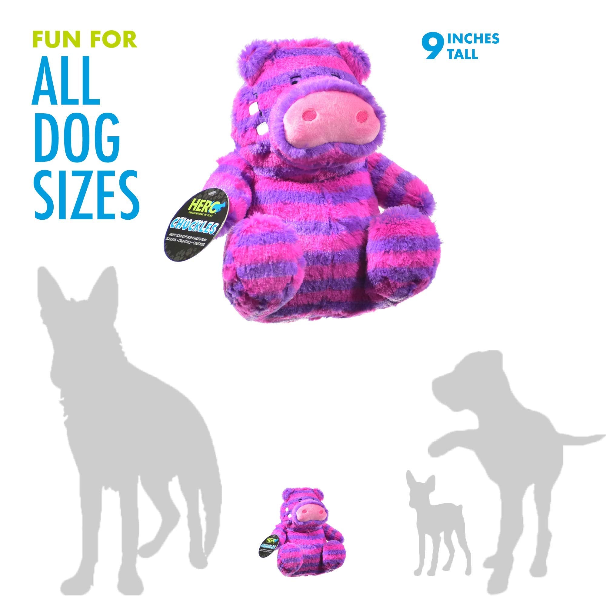 Hero | Chuckles Hippo Plush Dog Toy | Dog Squeaky Toys | Durable Stuffed Animal With 3 In 1 Squeaker