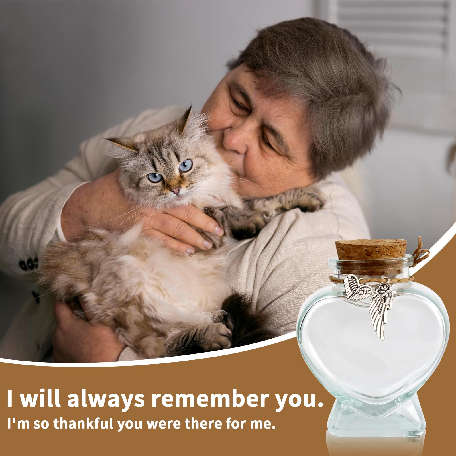 Cosowo Memorial Bottle For Pet Hair, Dogs & Cats Fur Memorial Glass Keepsake With 2 Silver Accessories, Pet Memorial Urn, Star S