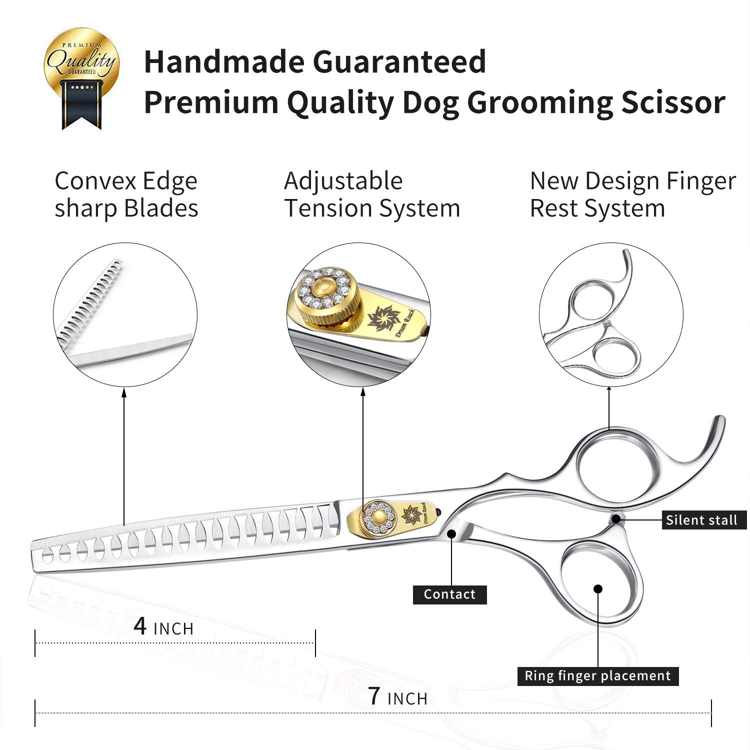 Dream Reach Dog Grooming Scissors Kit - JP-440C Stainless Steel, 7 Inch Chunker Scissors for Cats and Dogs