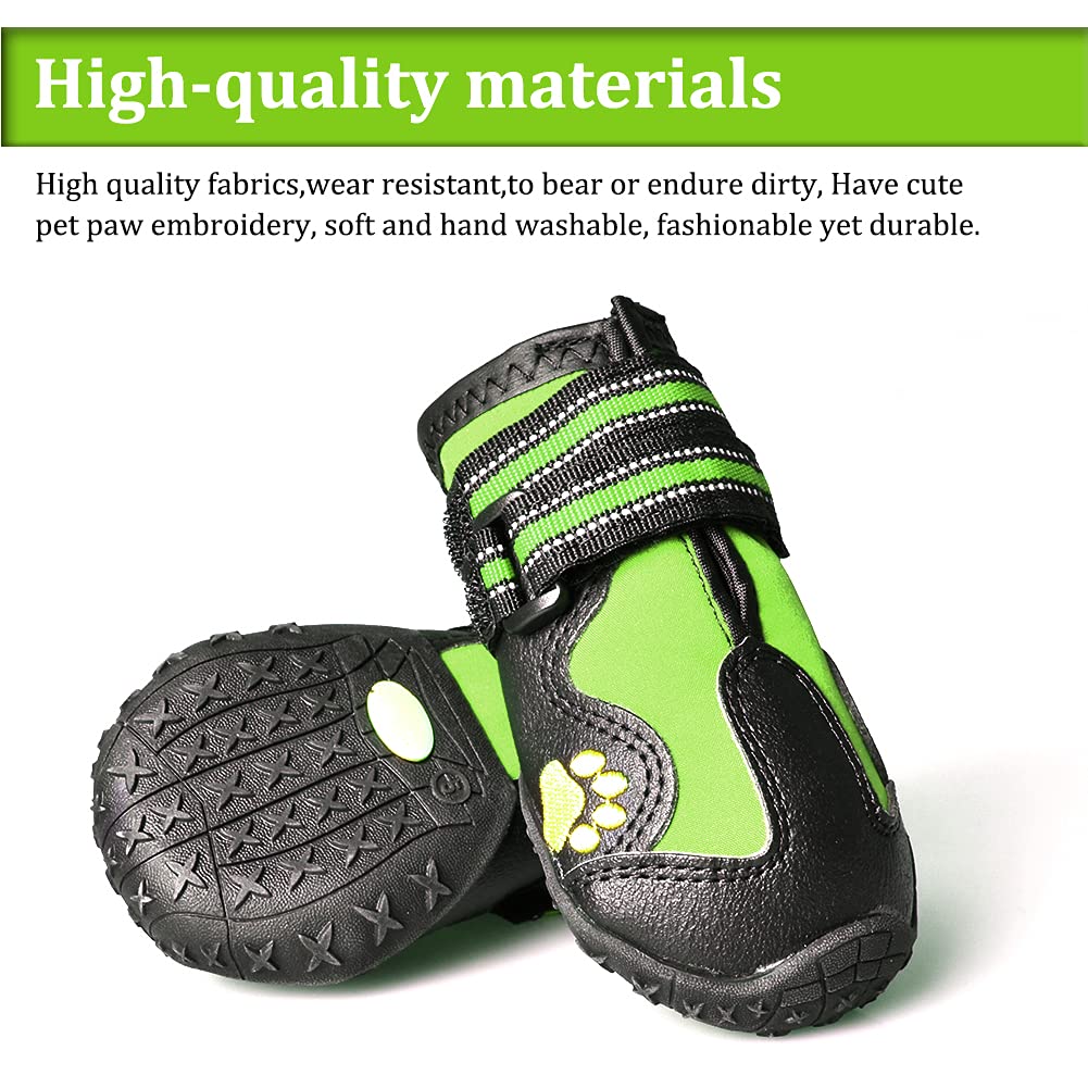 Covertsafe& Dog Boots For Dogs Non-Slip, Waterproof Dog Booties For Outdoor, Dog Shoes For Medium To Large Dogs 4Pcs With Rugged Sole Grey-Green