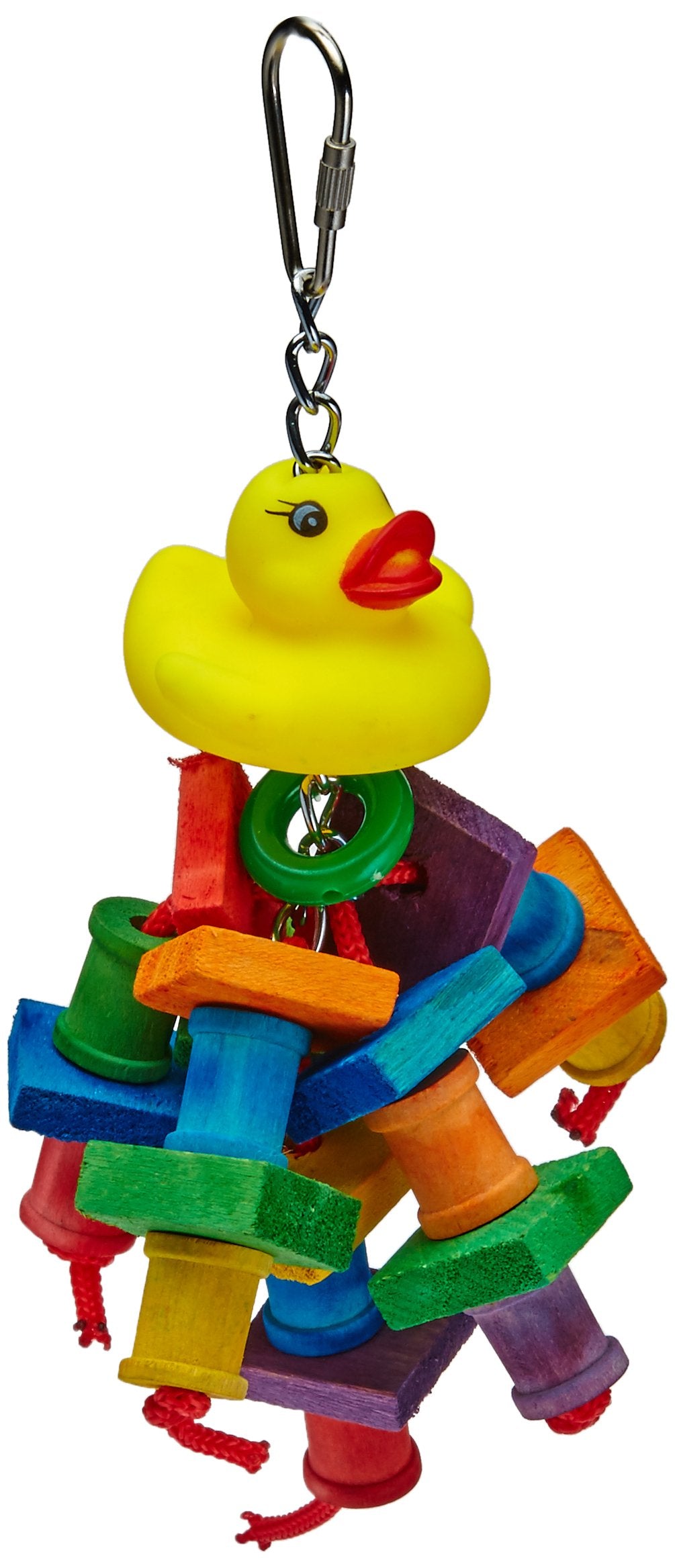 A&E Cage Company Hb708 Happy Beaks Rubber Duck Monster Assorted Bird Toy, 2 By 9.5'