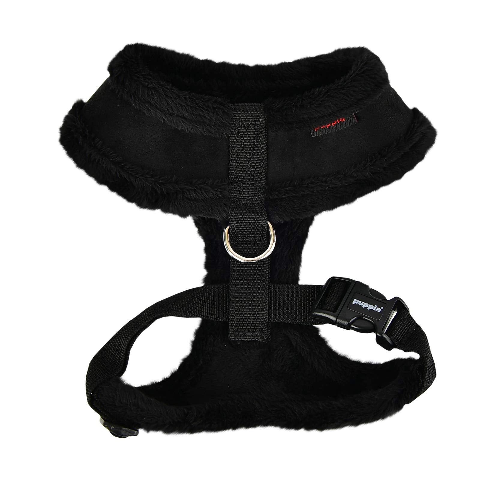 Puppia Terry Dog Harness Over-The-Head Winter Suede Warm No Choke No Pull Training Walking For Small And Medium Dog, Black, Medium