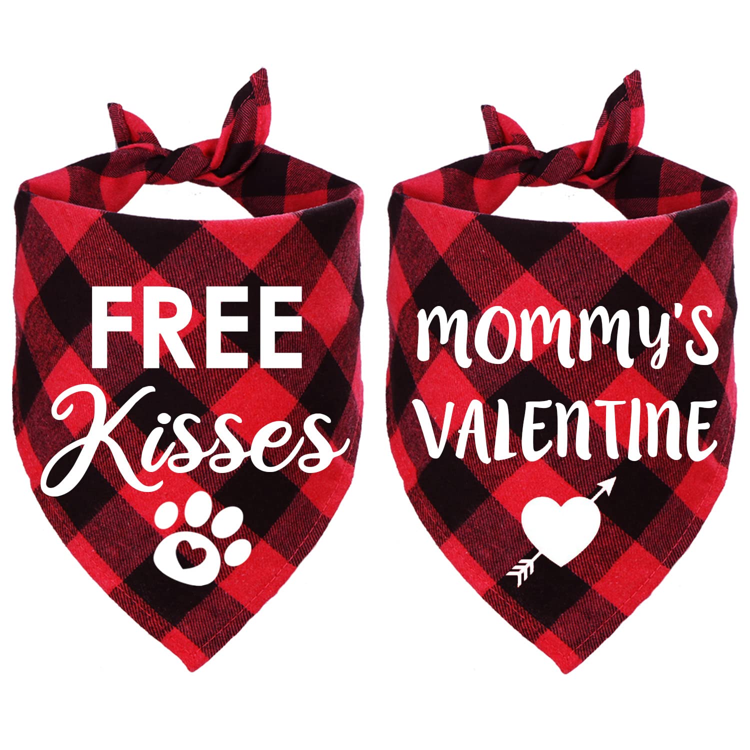 Stmk 2 Pack Valentines Dog Bandanas, Dog Valentines Bandana For Small Medium Large Dogs (Red, Free Kisses & Mommy'S Valentine)