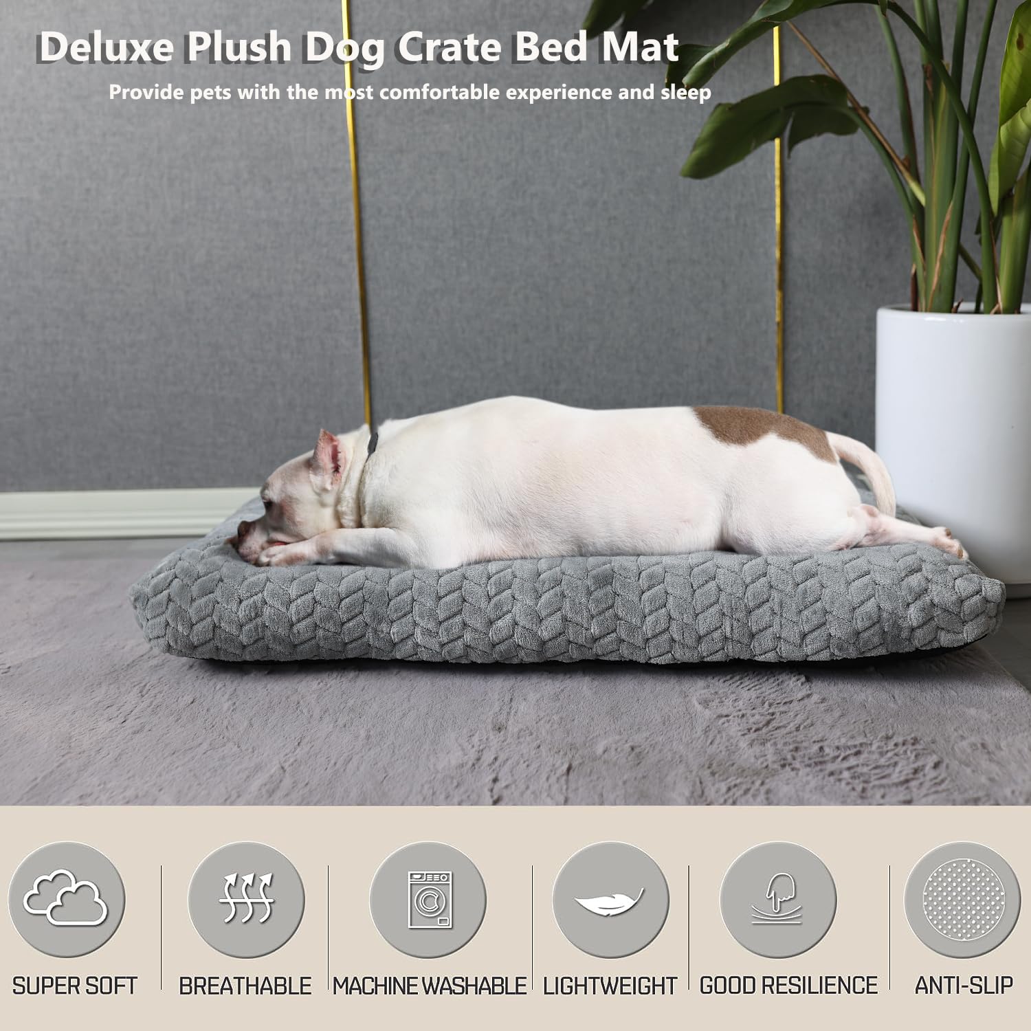 Dog Bed For Large Dogs Crate Pad Washable 36Inch Kennel Bed For Cages With Anti-Slip Soft And Fluffy Comfy Sleeping Cushion Mats
