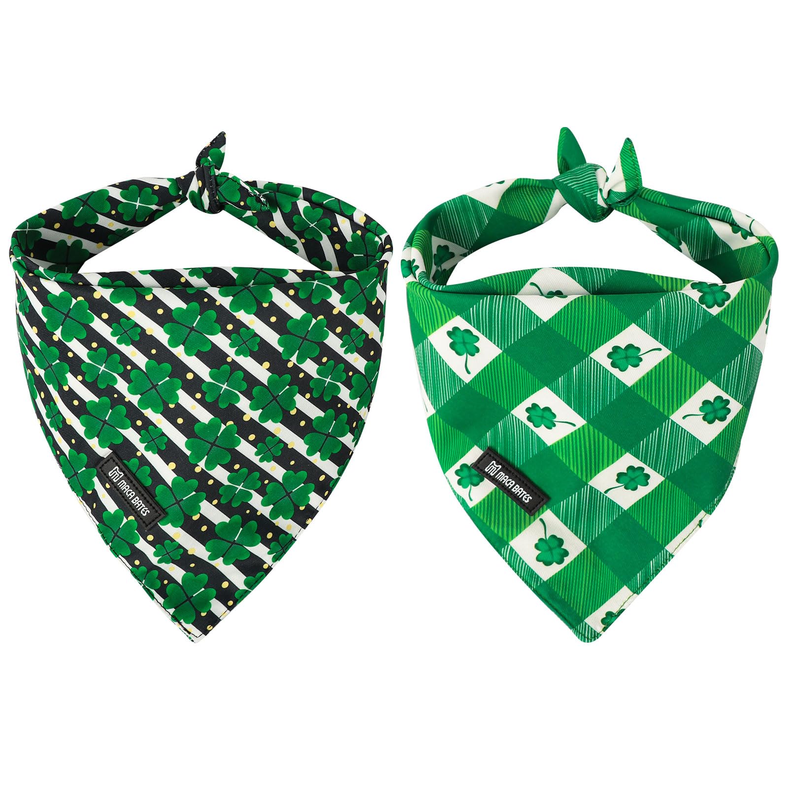 Maca Bates 2 Pack St Patricks Day Dog Irish Clover Bandana Bulk Saint Patrick'S Shamrock Spring Green Dogs Scarf Soft Puppy Band