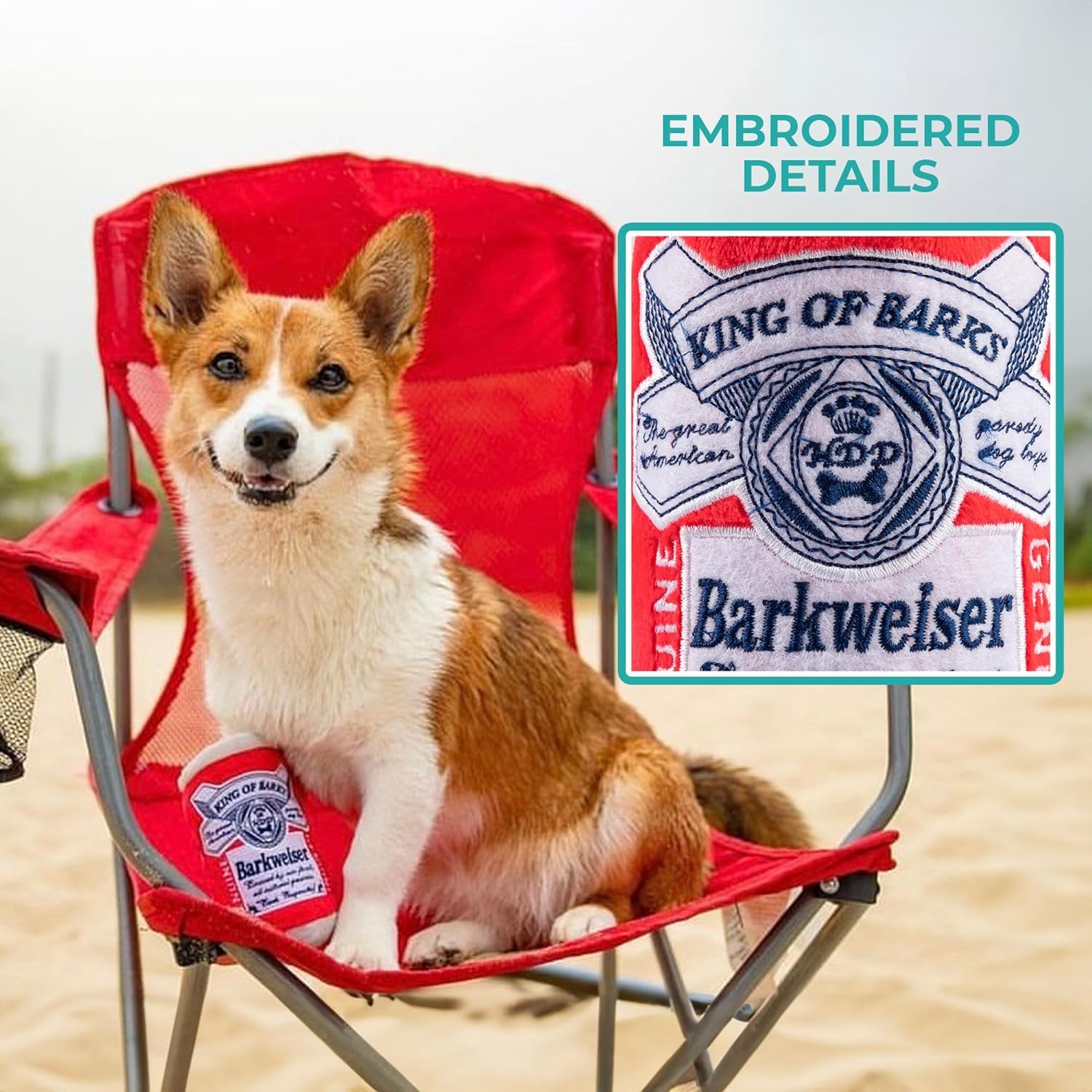 Haute Diggity Dog Barkweiser Beer Can, Plush Designer Dog Toys With Interactive Squeaker, Stimulating Pet Enrichment, Machine-Wa