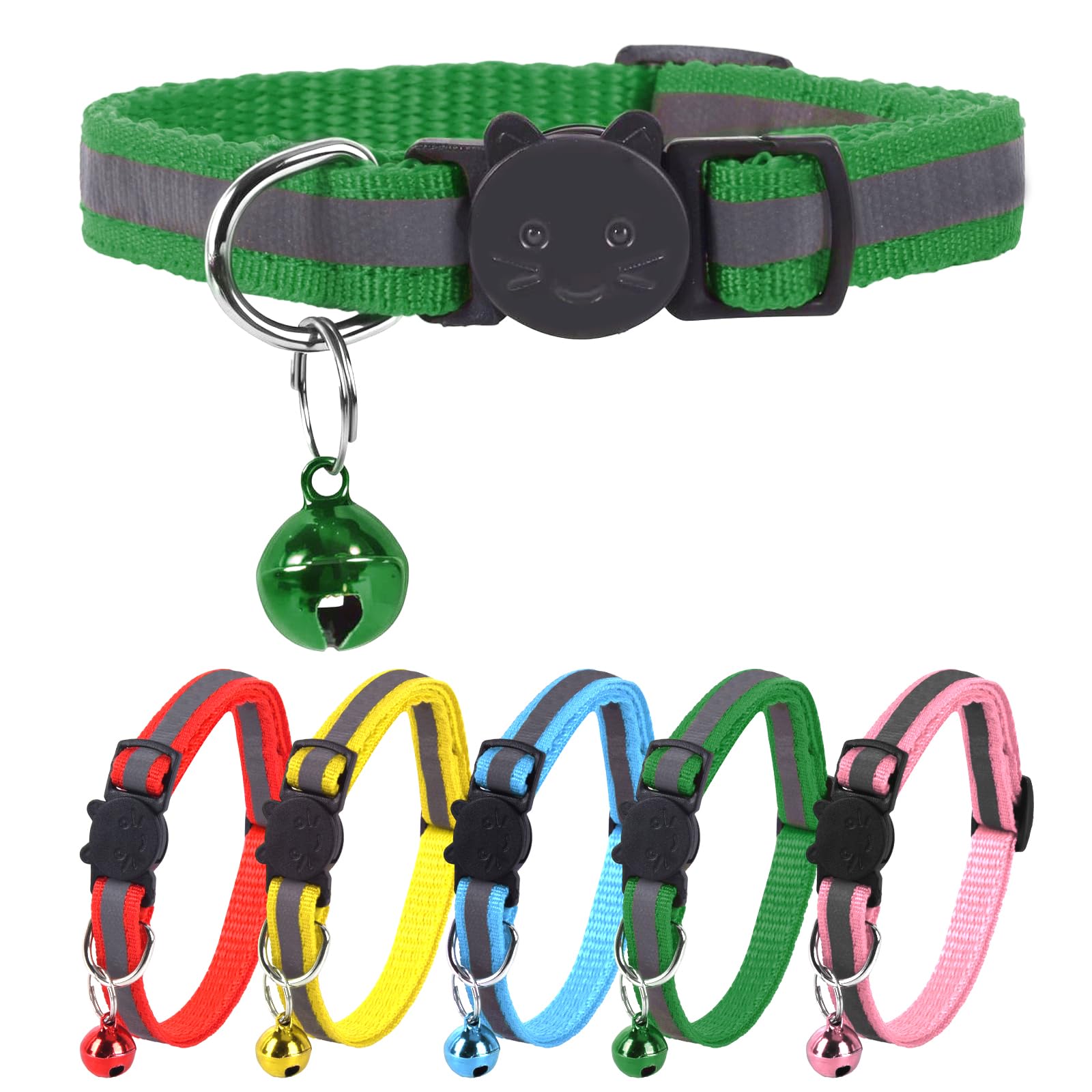 Xxs Dog Collar Teacup Dog Collar, Reflective Collar, Mini Reflective Collar, Teacup Dog Collar For Small Dogs Cats, Green, 3/8 I
