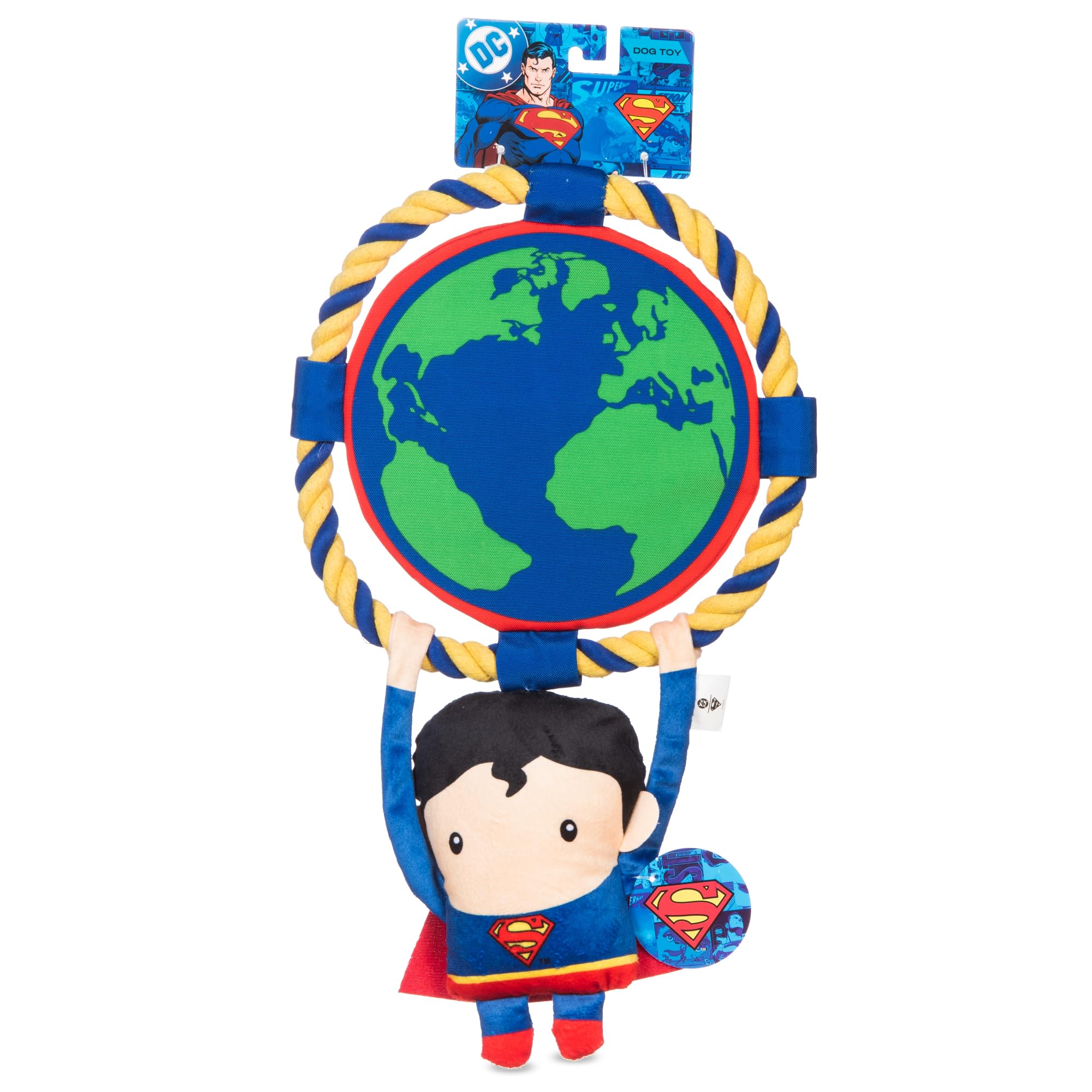 DC Comics Superman 8    Tug & Chew Toy for Dogs, Officially Licensed DC Super Heroes Pet Product