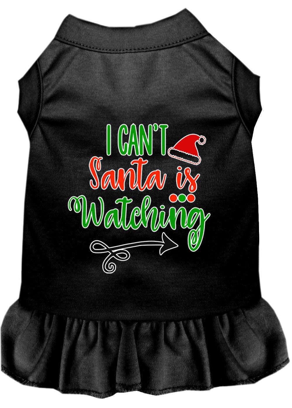 Christmas Pet Dog & Cat Dress Screen Printed, "I Can't, Santa Is Watching" Purple 3XL (25-35 lbs.)