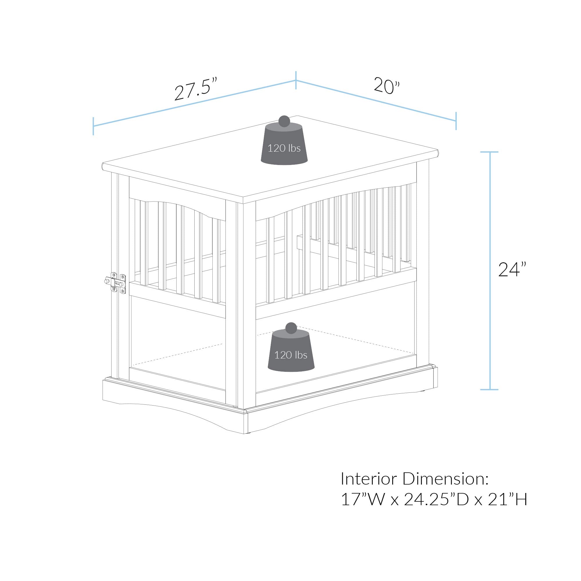 Casual Home Wooden Medium Pet Crate, End Table, Espresso