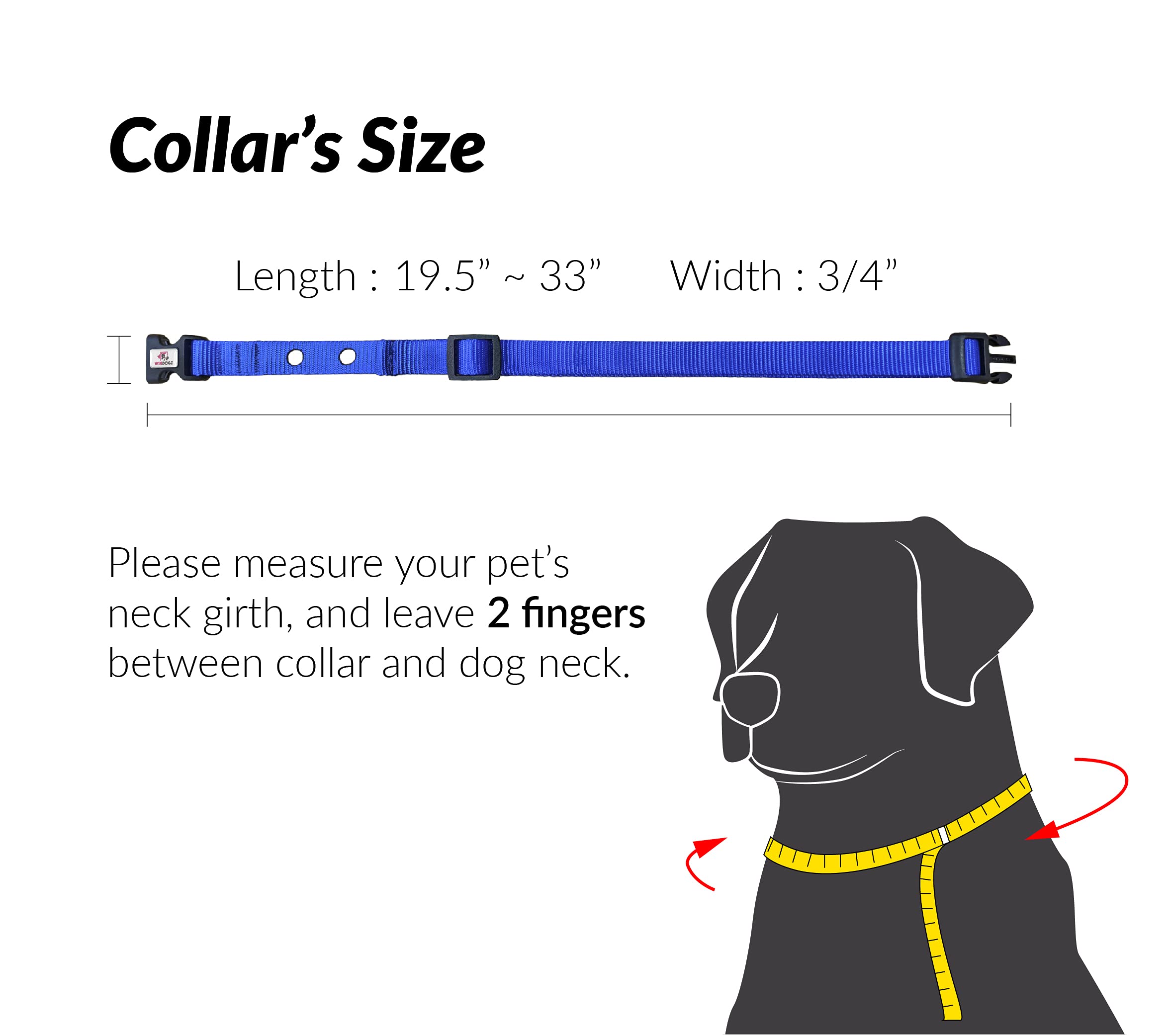 Windogz Fence Dog Collar Replacement Strap, Heavy Duty, Comes In 4 Dog Loving Colors, Red, Blue, Black, Orange, Compatible With