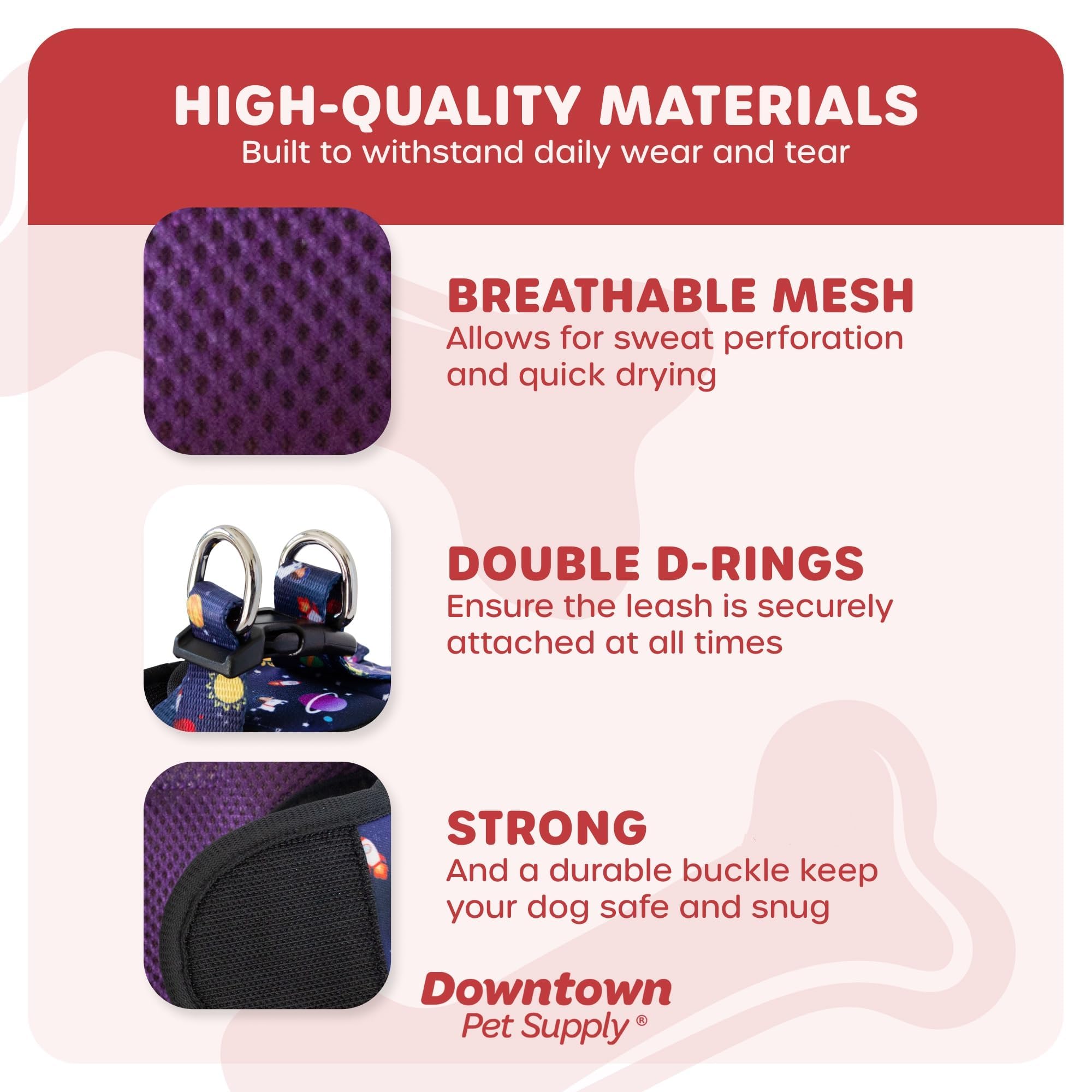 Downtown Pet Supply Step In Dog Harness For Small Dogs No Pull, Medium, Space - Adjustable Harness With Padded Mesh Fabric And R