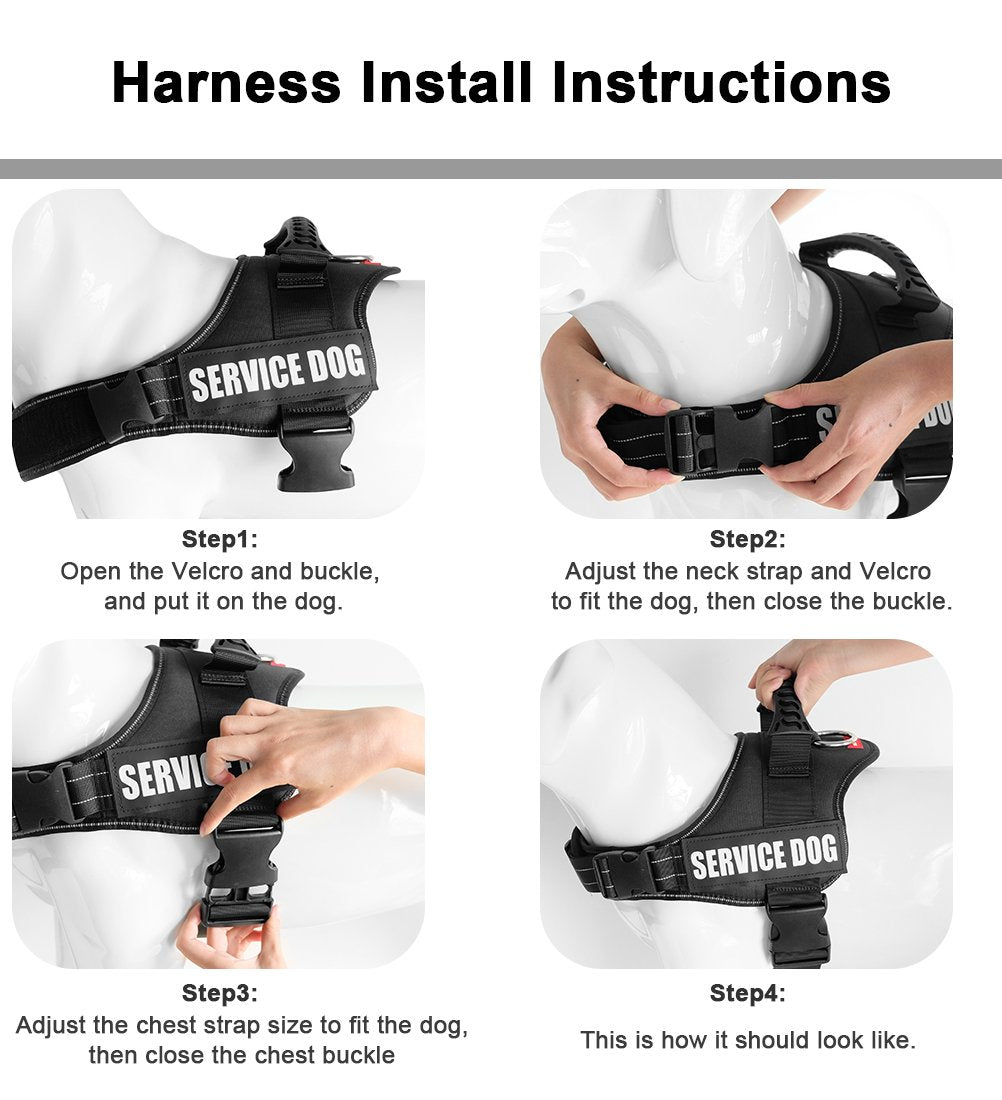 FAIRWIN No-Pull Dog Harness with Handle, Adjustable Reflective Patches, Nylon, XXL (Chest 34''-46'', Neck 31''-37''), Black, Model H088