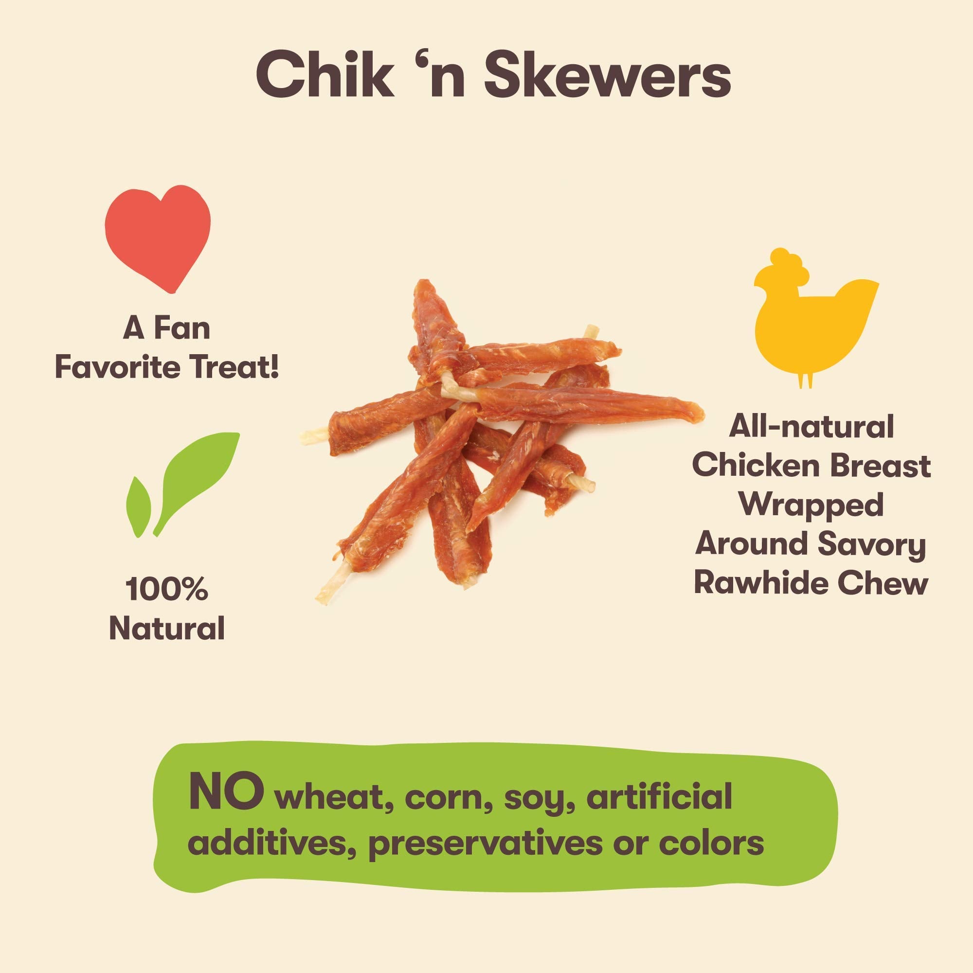 Pet n Shape Chik n Skewers - Chicken Wrapped Rawhide - All Natural Dog Treats, Chicken, 8 Oz, 10808
