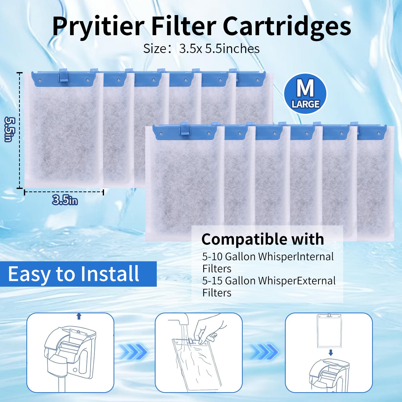 Medium Replacement Filter Cartridges Compatible With Tetra Whisper Bio-Bag For Whisper Pf10, 10I, And Reptofilter 90 Gph - 10-Co