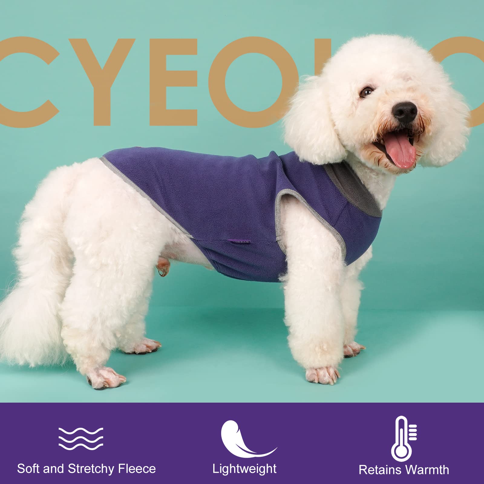 Cyeollo 2 Pack Dog Sweater Stretchy Sweatshirt Soft Fleece With Reflective Stripe Pullover Dog Jacket Pet Puppy Dog Clothes In Cold Weather Sweaters For Small Dogs Grey & Blue