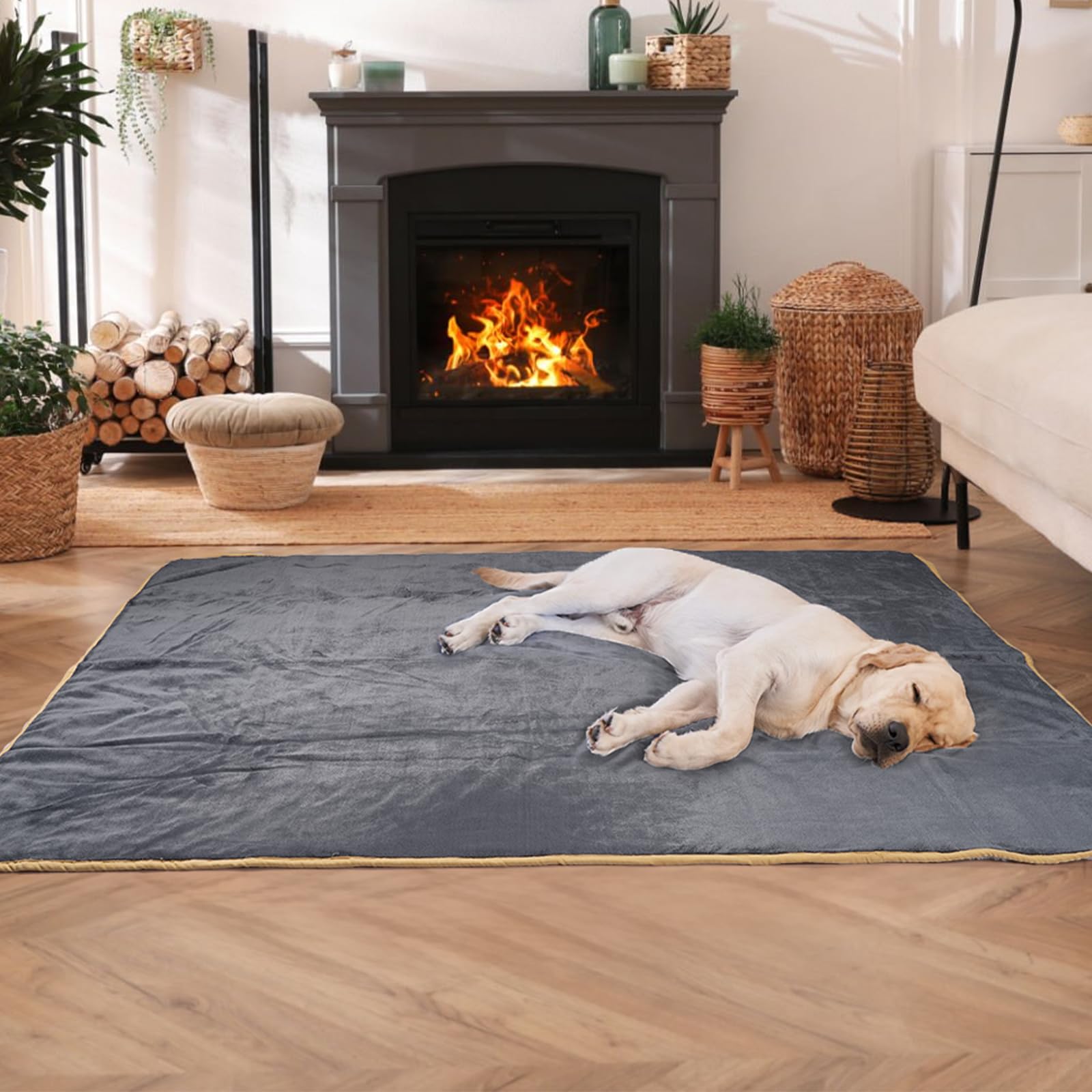 Magshion Calming Dog Blankets For Large Dogs, Machine Washable, Fluffy Flannel & Sherpa Throw Blanket For Couch, Bed, Or Car Fro