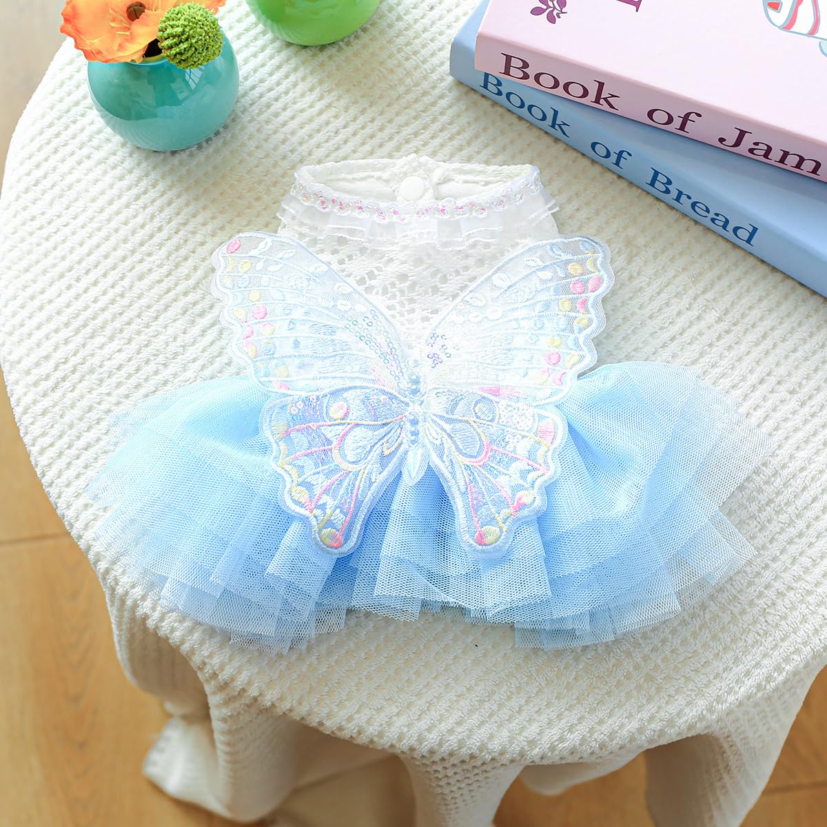 Marupet Fashion Sweet Puppy Dog Blingbling Princess Skirt Pet Dog Lace Cake Camisole Tutu Dress B-Light Blue S
