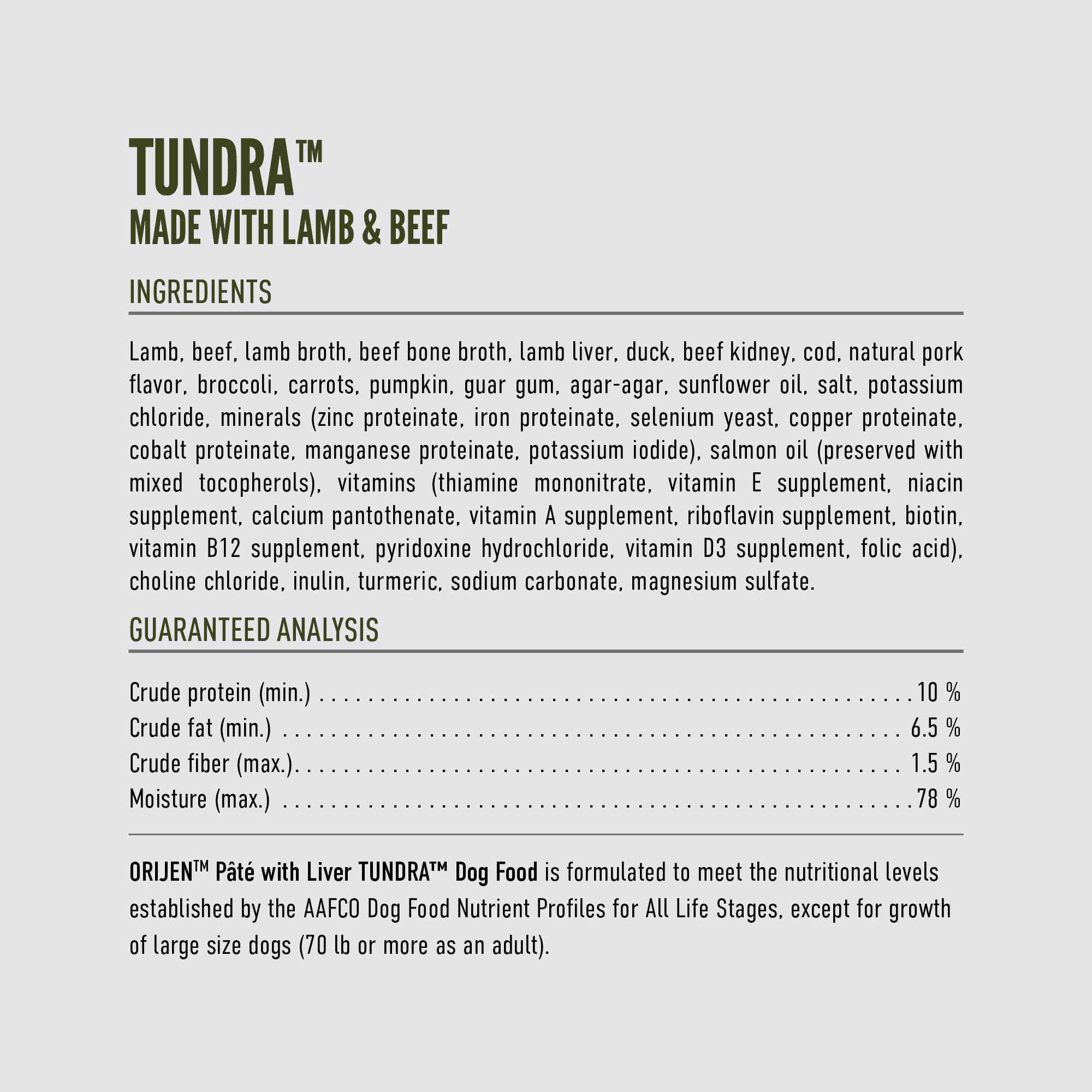 ORIJEN Pate Wet Dog Food Tundra Recipe with Liver 12.8oz Cans (12 Count)