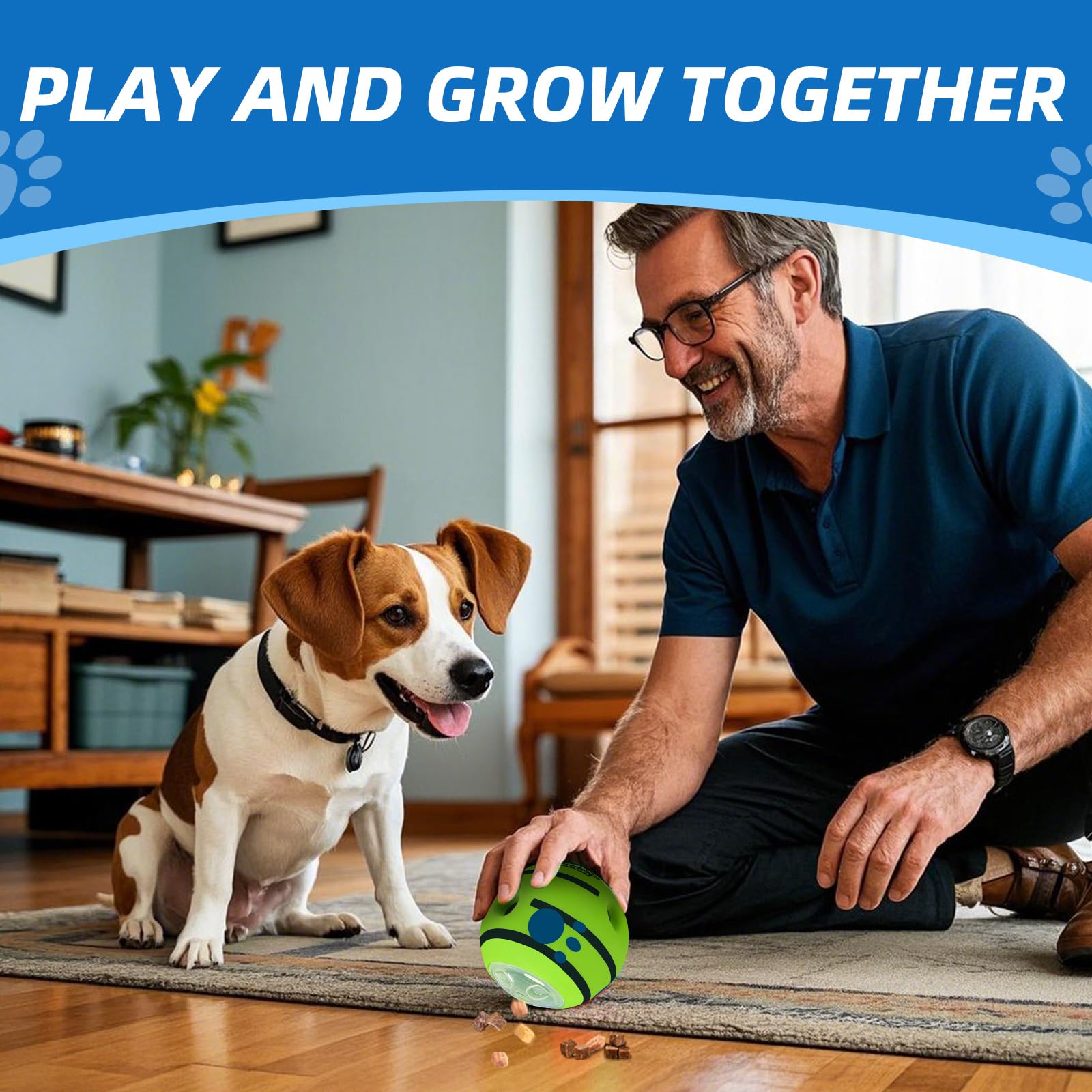 Shake And Laugh Interactive Puzzle Dog Treat Ball, Treat Dispensing Enrichment Dog Toys Ball, Xl, 5.51 In (14 Cm)