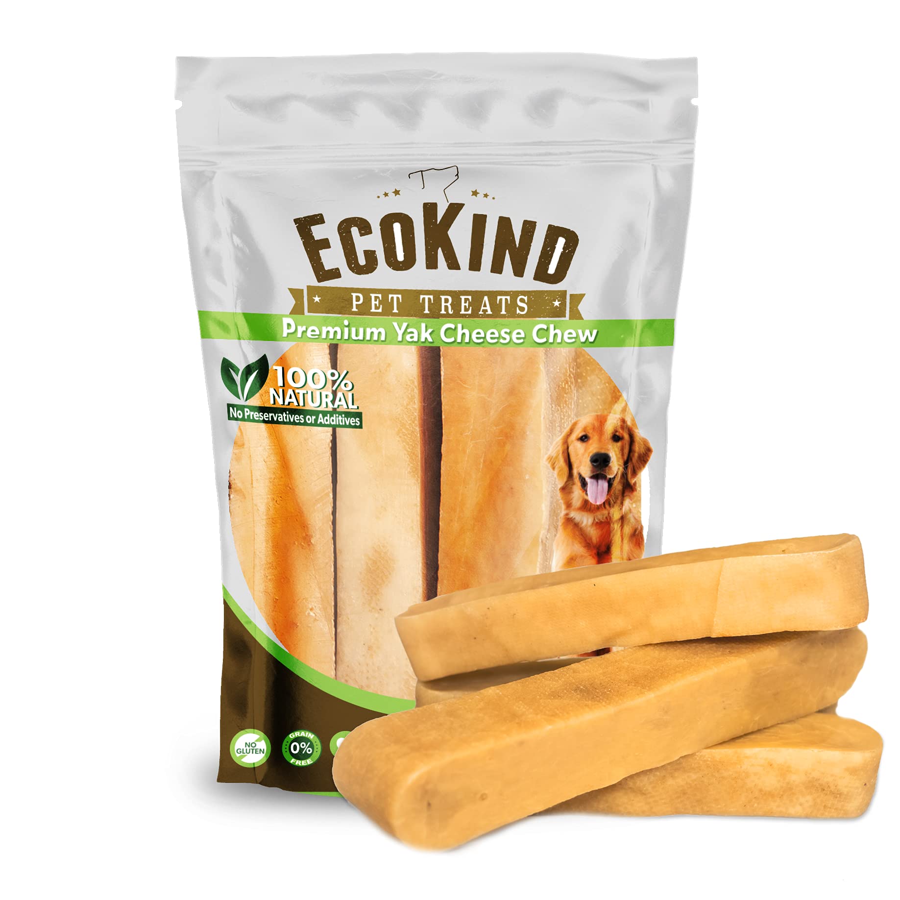 EcoKind Premium Gold Monster Yak Cheese Himalayan Dog Chew, Dog Treats Large Breed, All Natural, High Protein, for Aggressive Ch