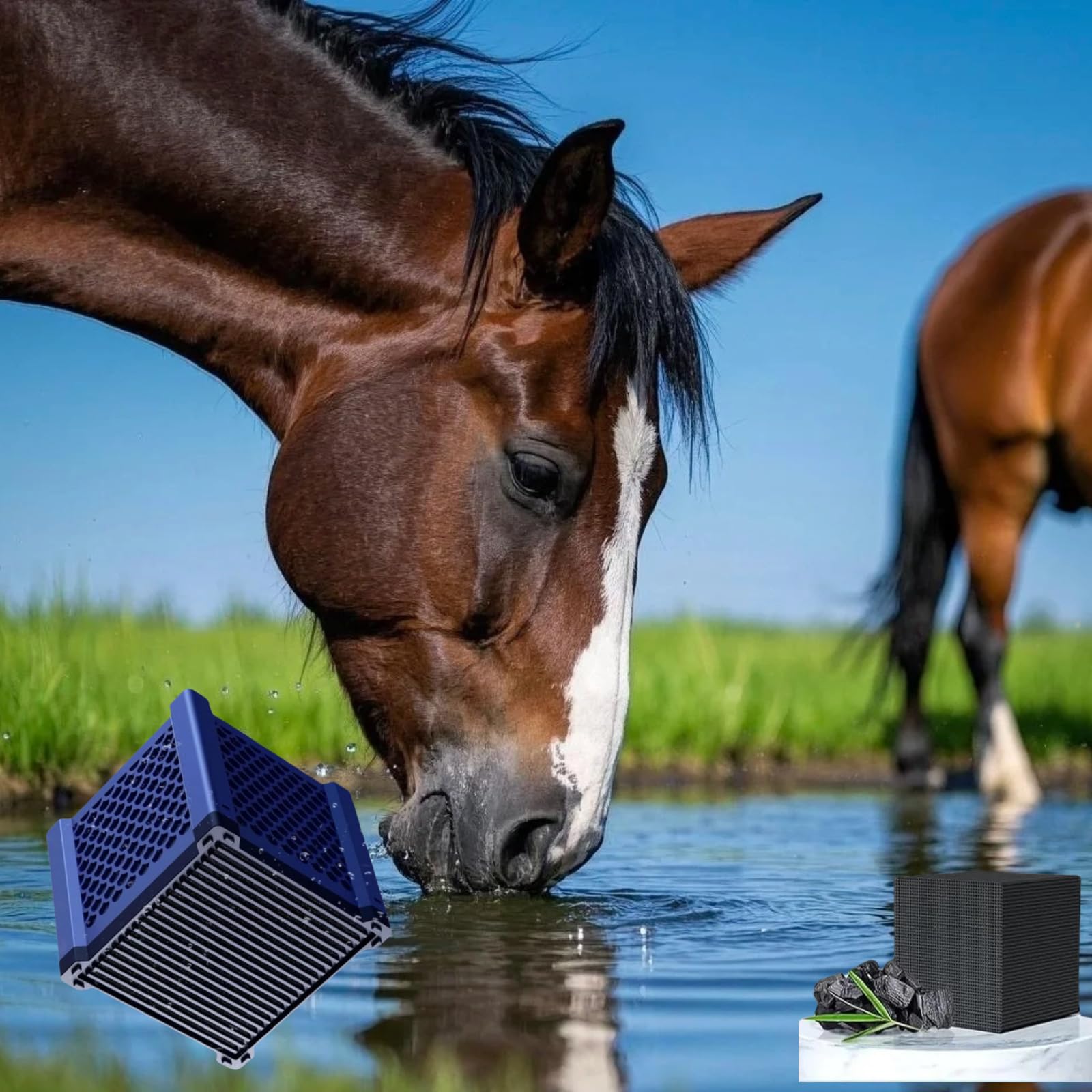 Pure Cube Water Trough Filter 2.0 Eco Aquarium Water Purifier Cube with Honeycomb Charcoal for Fish Tanks, Horse Troughs, Livest