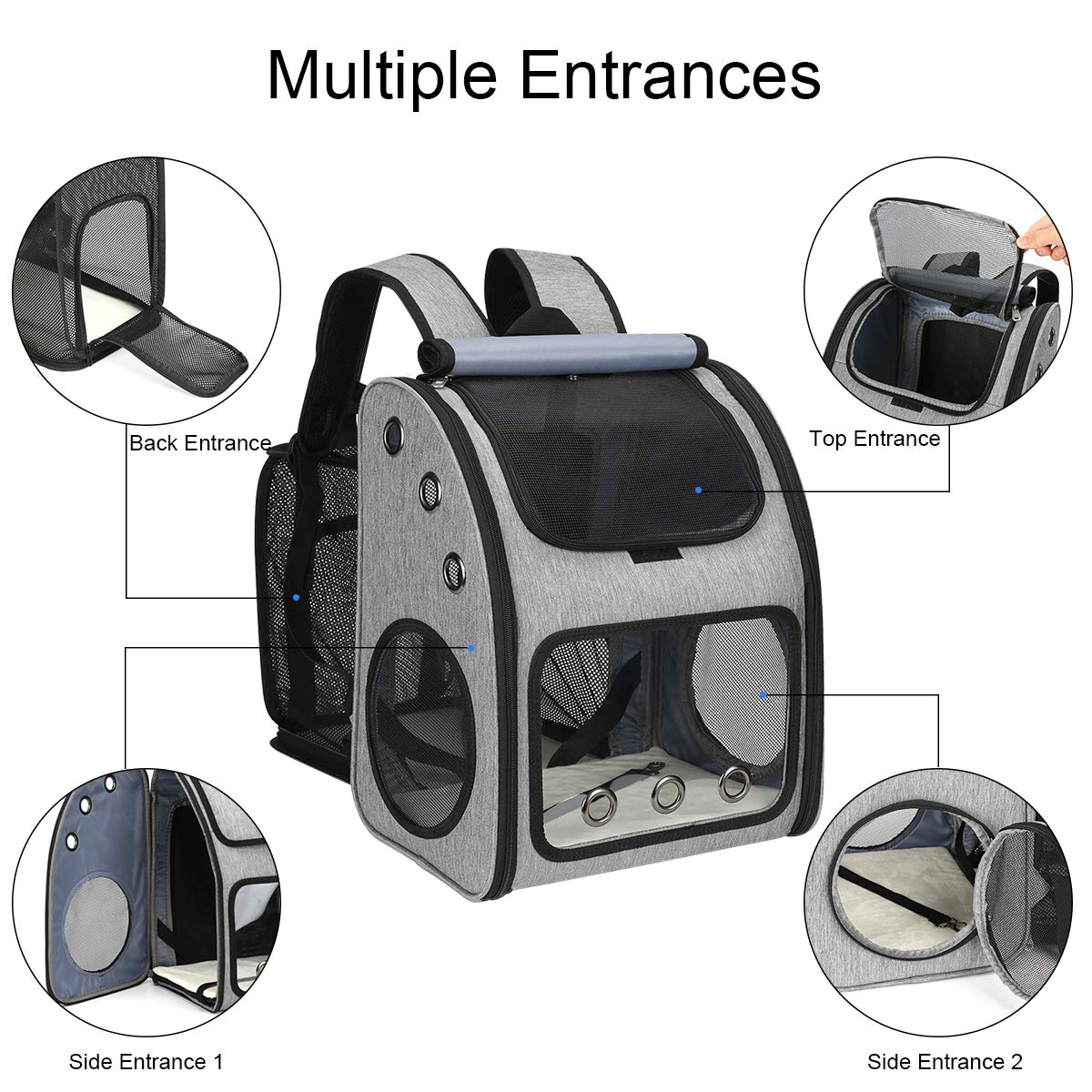 COVONO Expandable Pet Carrier Backpack for Cats, Dogs and Small Animals, Portable Pet Travel Carrier, Super Ventilated Design, A