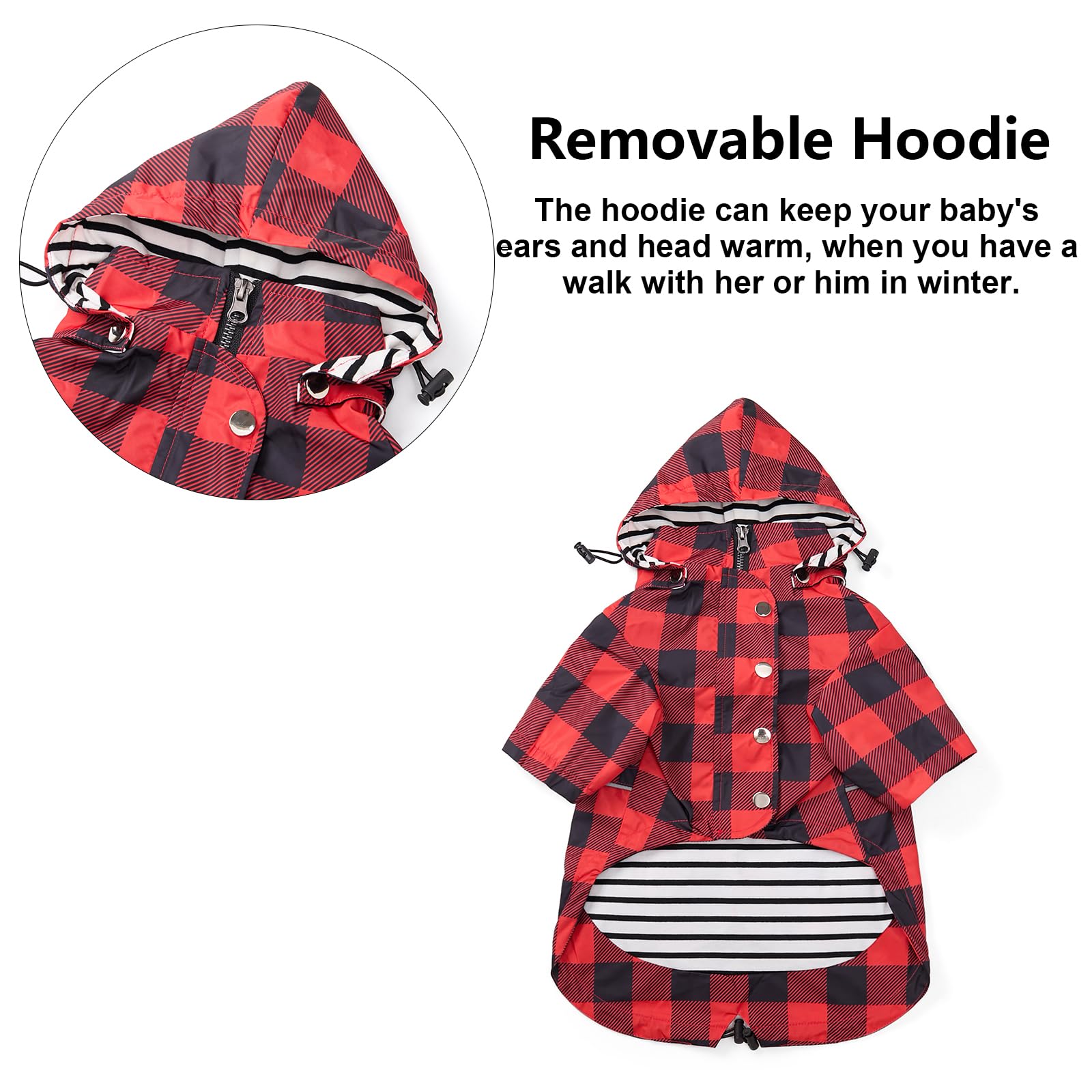 Dog Rain Coat Waterproof Raincoat Puppy Jacket With Legs Buttons Zipper Hood Drawstring Fit For Yorkie Terrier Schnauzer Poodle