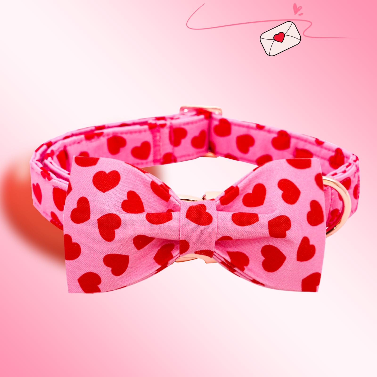 Lionheart Glory Dog Bow Collar Valentine'S Day Dog Collar For Medium Dogs, Hearts Dog Collars With Bowtie Spring Dog Collar Pet