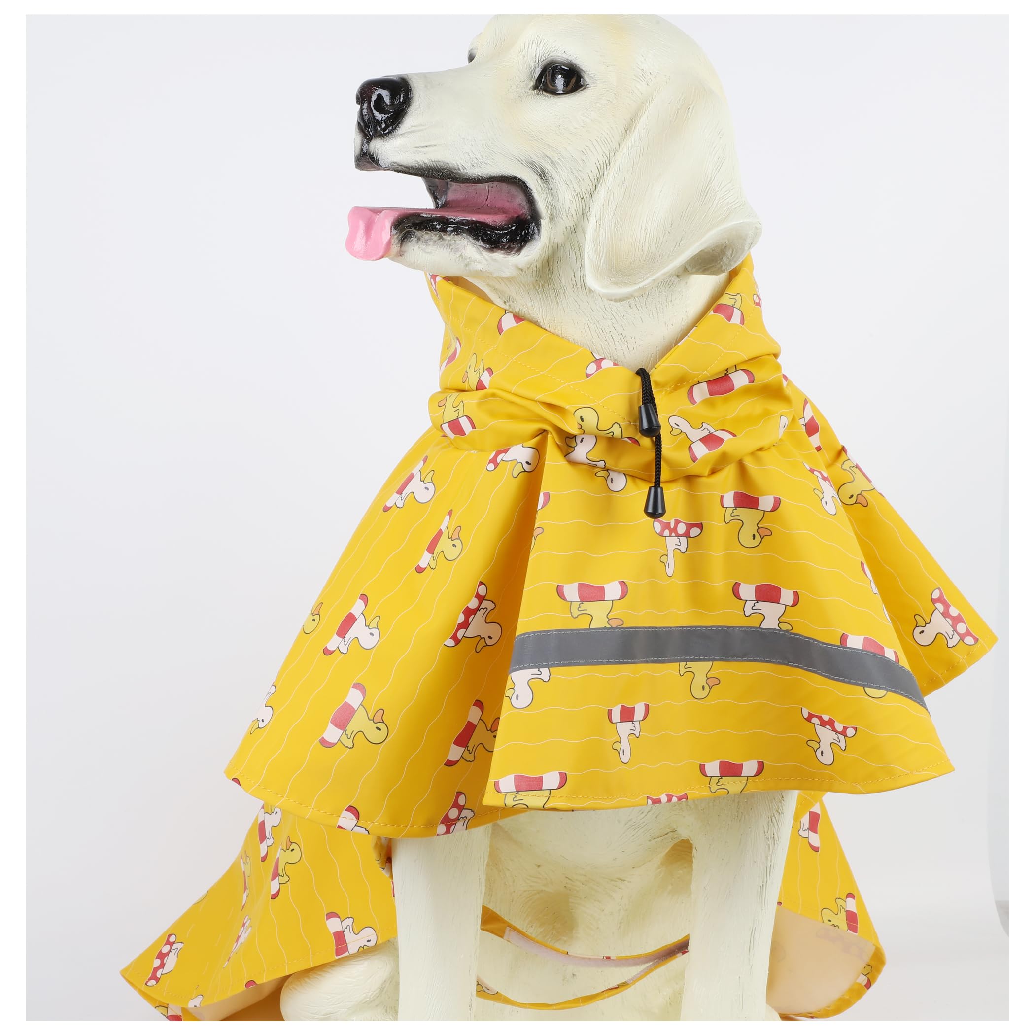 Hapee Dog Raincoats For Large Dogs With Reflective Strip Hoodie,Rain Poncho Jacket For Dogs (E5-Yellow River, Xl(Back Length 24'