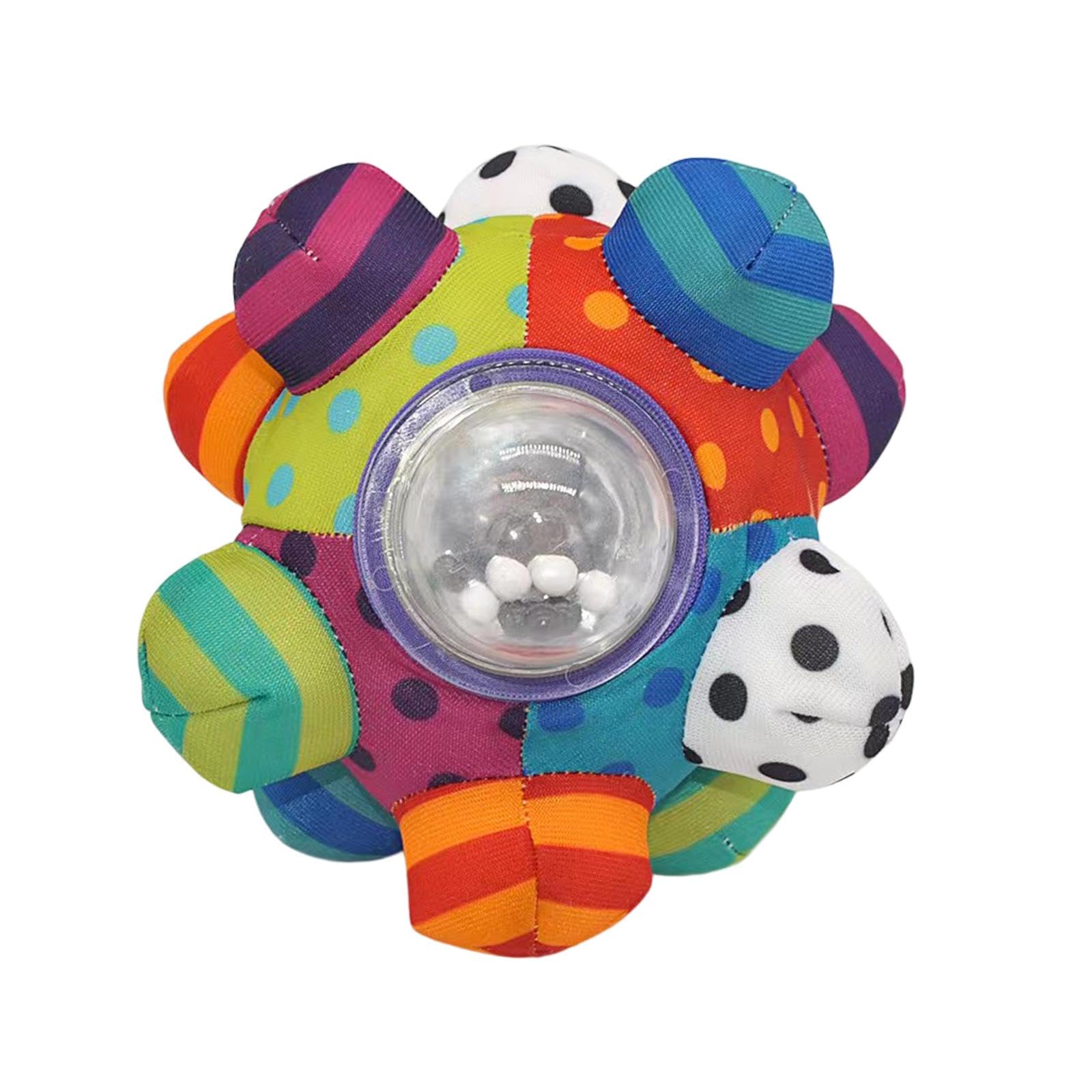 MYADDICTION Plush Rattle Ball Durable Biting Sensory Toy for Kittens Relieve Boredom Fun White Black