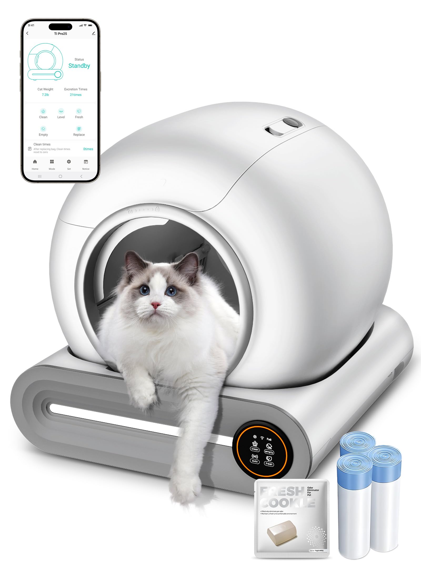 Automatic Litter Box, (2026) Multi-Function Upgrade Robot Self Cleaning Litter Box for Multiple Cats, 65L+9L Extra Large, APP Co