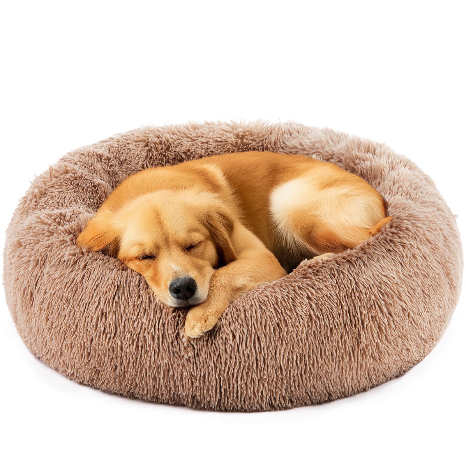DUMOS Donut Dog Bed, Washable Dog Couch Bed with Removable Cover, Waterproof Pet Bed for Small Size Dogs, Memory Foam Pet Bed No