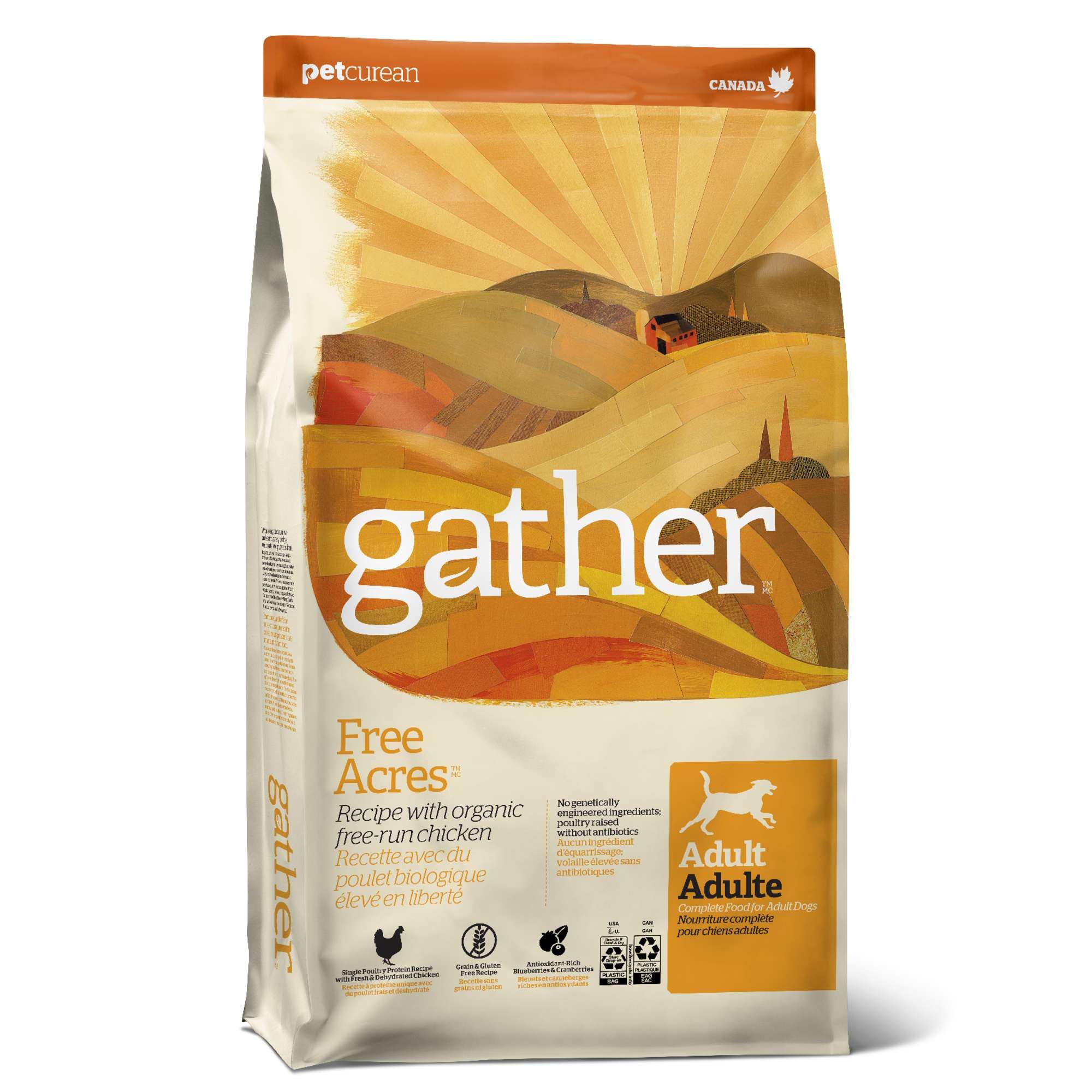 GATHER Free Acres Free-Run Chicken Grain-Free & Gluten-Free Dry Dog Food, Healthy Kibble Made with USDA Certified Organic & Non-