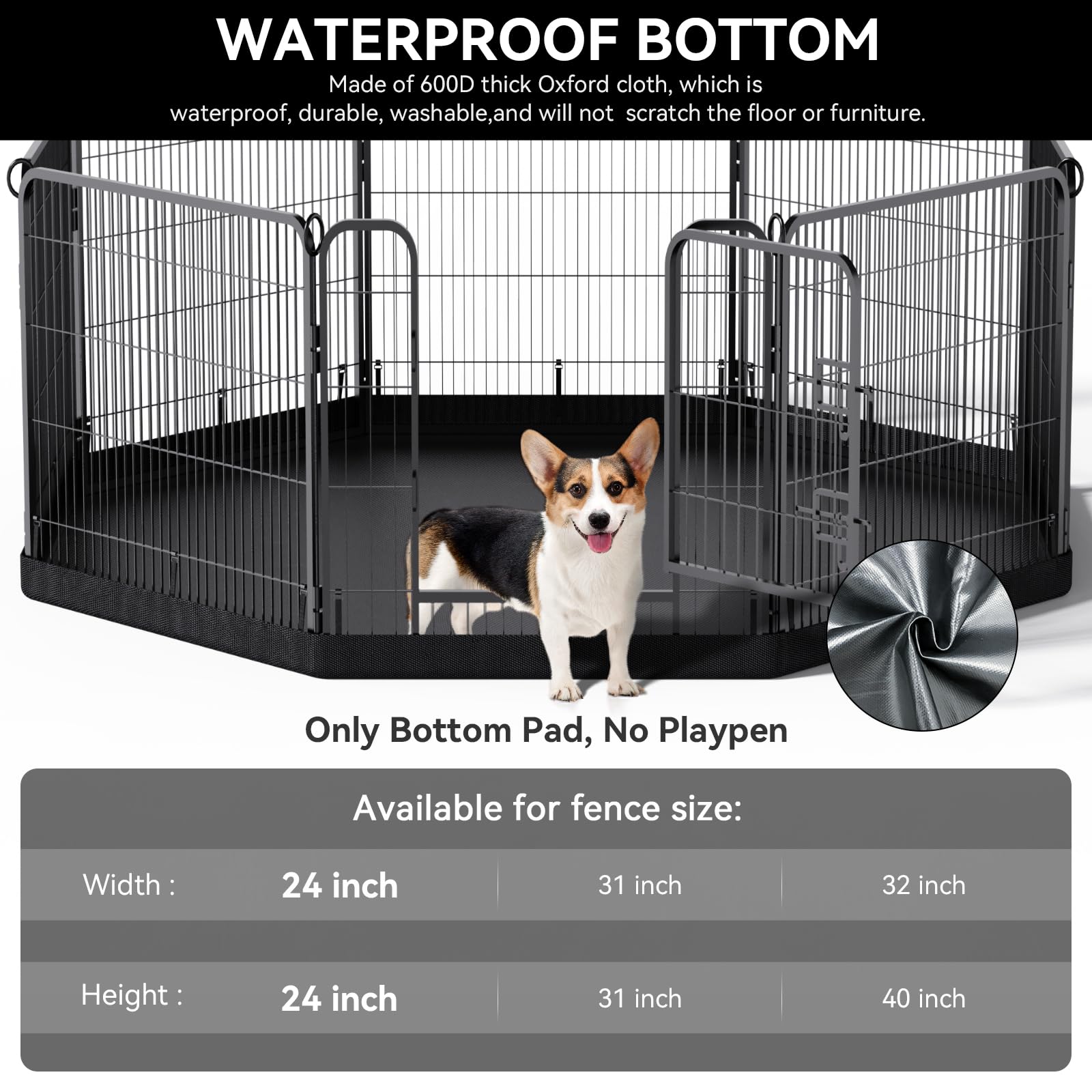 Pjyucien Dog Playpen Bottom Pad(Only Bottom Pad, No Playpen)- Stabilize The Dog Play Pen, Easy To Clean And Waterproof, Fits Mos