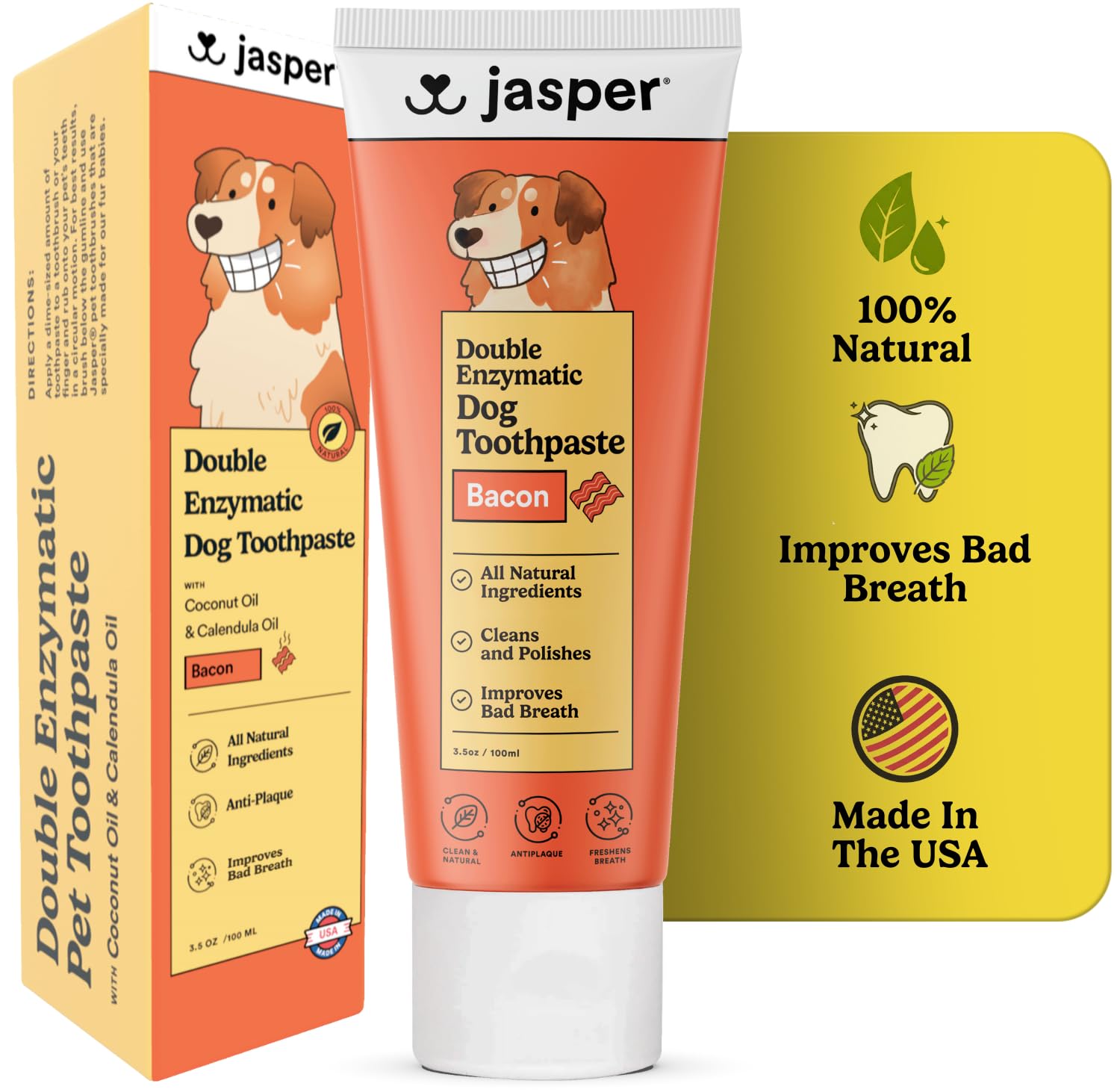 Jasper Dog Toothpaste Double Enzymatic Pack of 2 - Plaque Remover for Teeth, Whitens Teeth, Imporves Bad Breath Natural Pet Toot