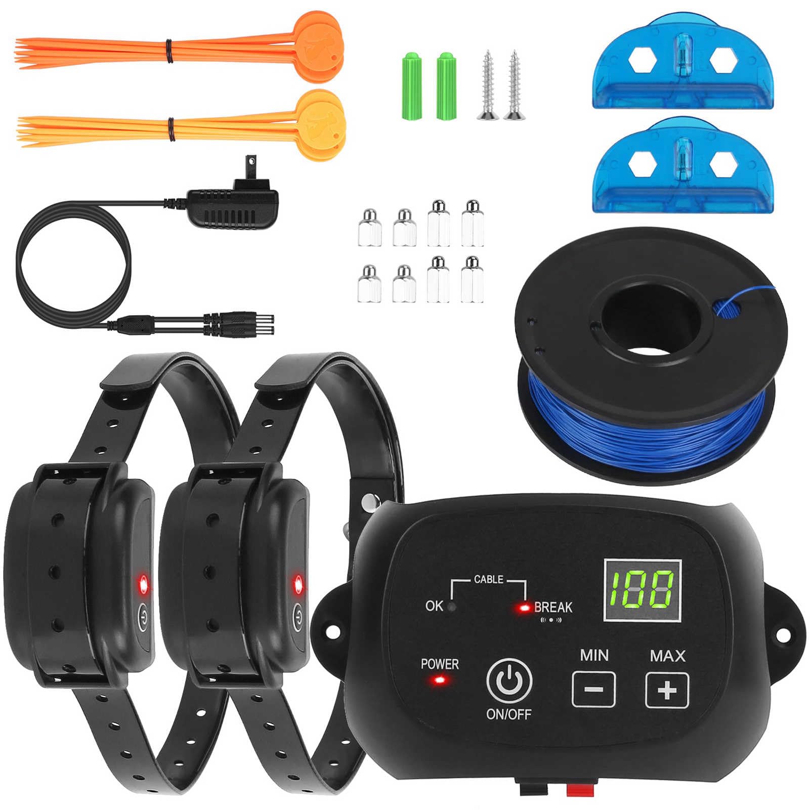Teqhome Electric Fence For Dogs, Underground Electric Dog Fence System With 2 Rechargeable Waterproof Training Collar Receivers,