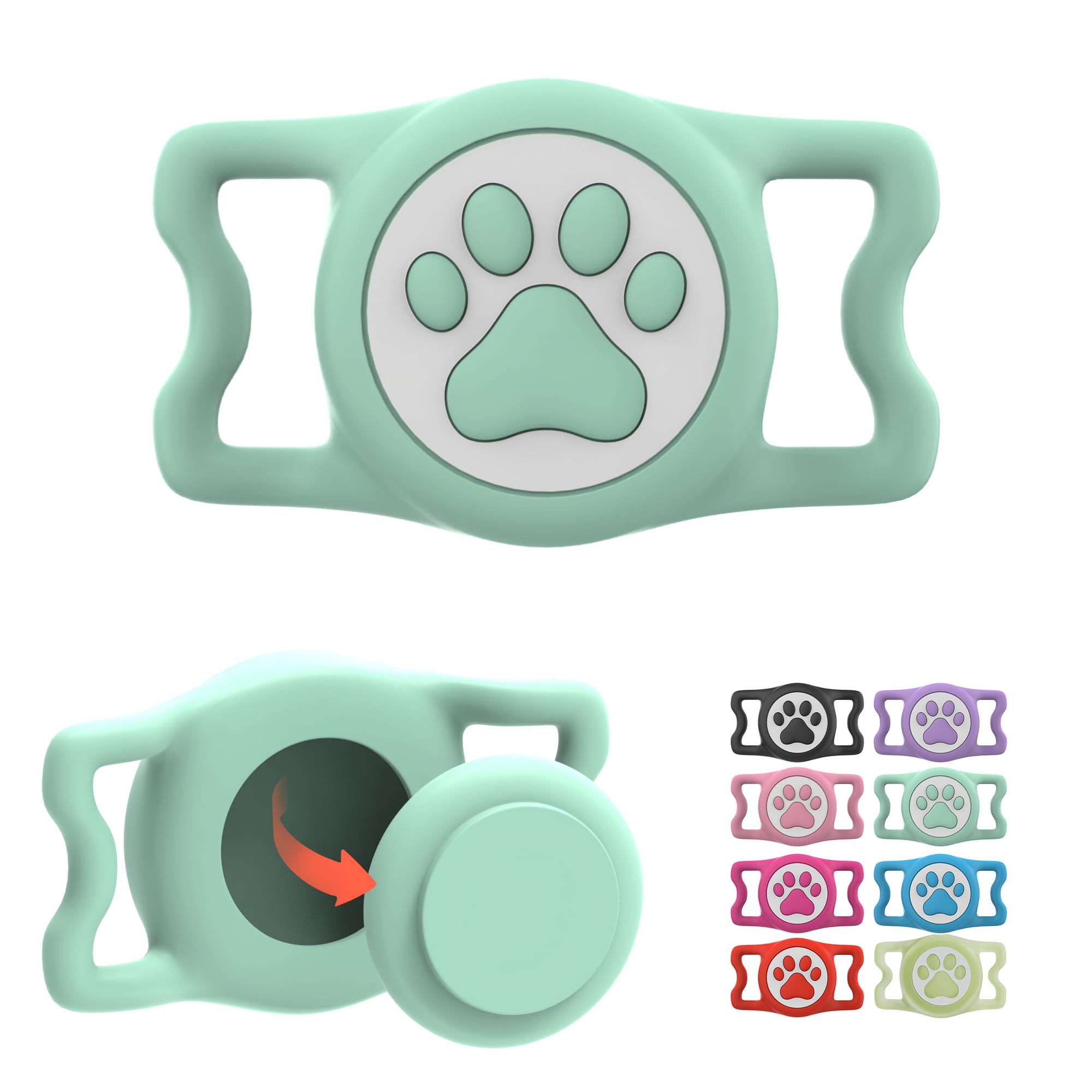 Ilfindyou Waterproof Airtag Dog Collar Holder For Apple Air Tag, Silicone Dogs Airtag Holder For Dog Collars(Light Green)