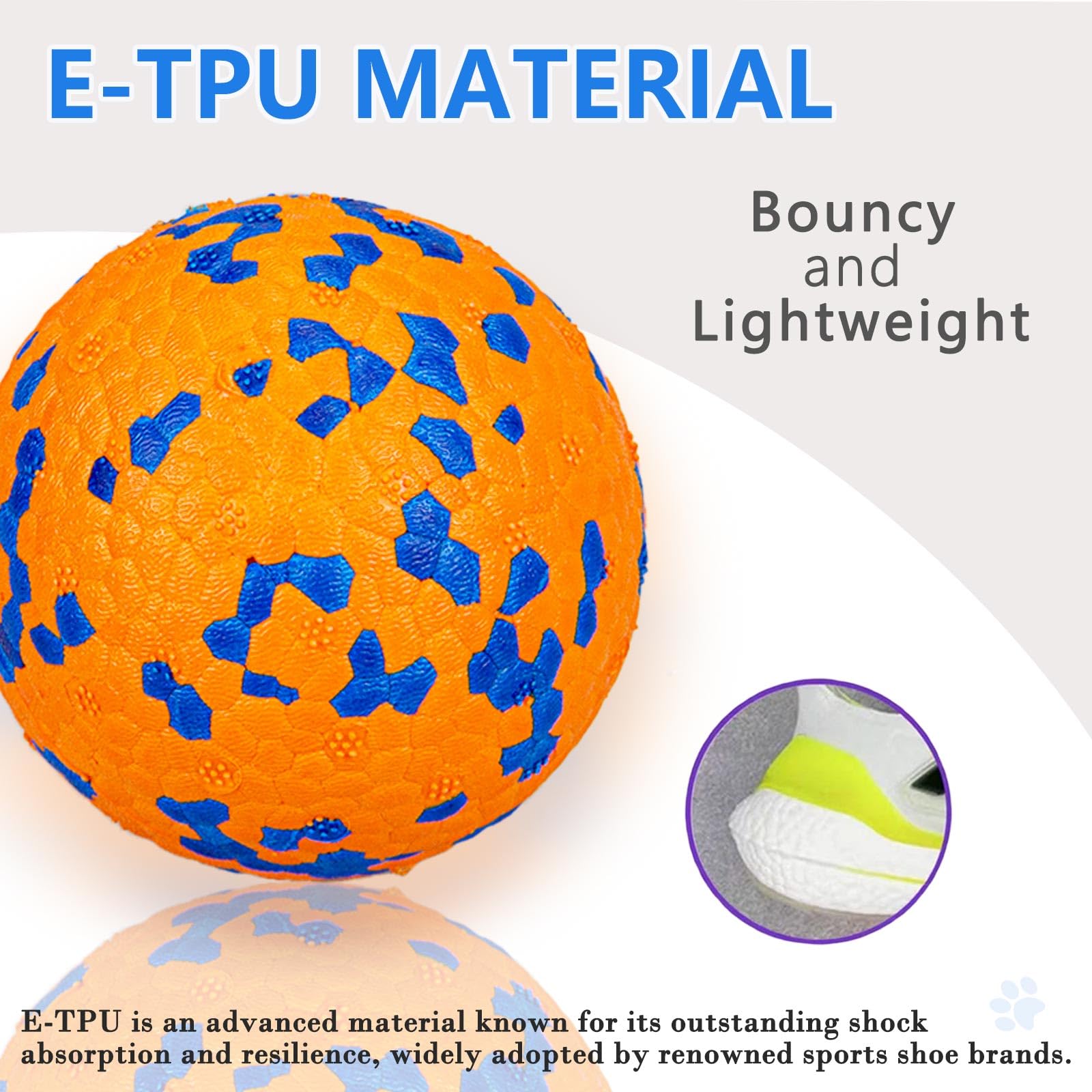 Poupua Indestructible Dog Tennis Balls For Aggressive Chewers, Indestructible Dog Balls For Fetch Game, Durable Bouncy Lightweig