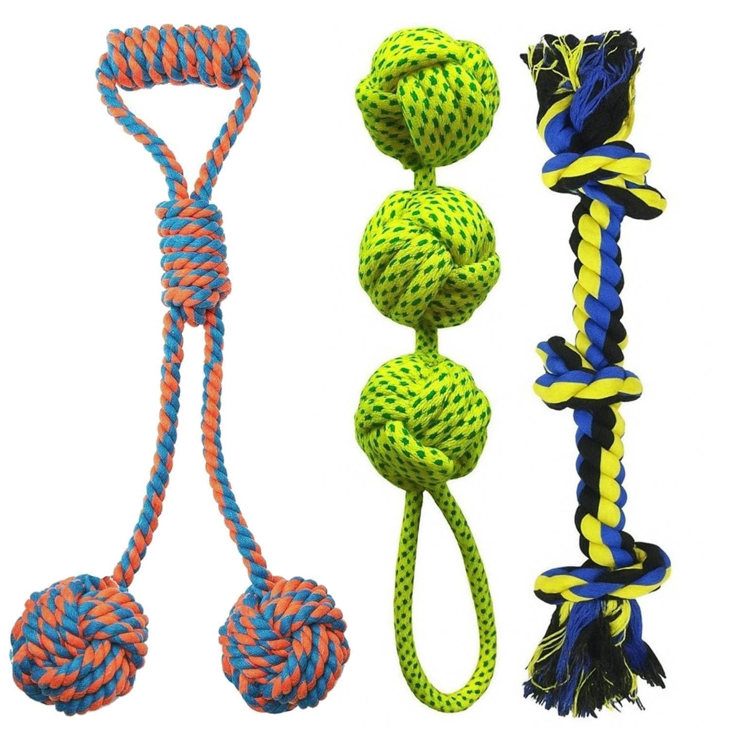 Youhavedeal Dog Chew Toy For Aggressive Chewers  Heavy Duty Cotton Rope (3 Pack), Indestructible For Large & Medium Dogs, Teeth