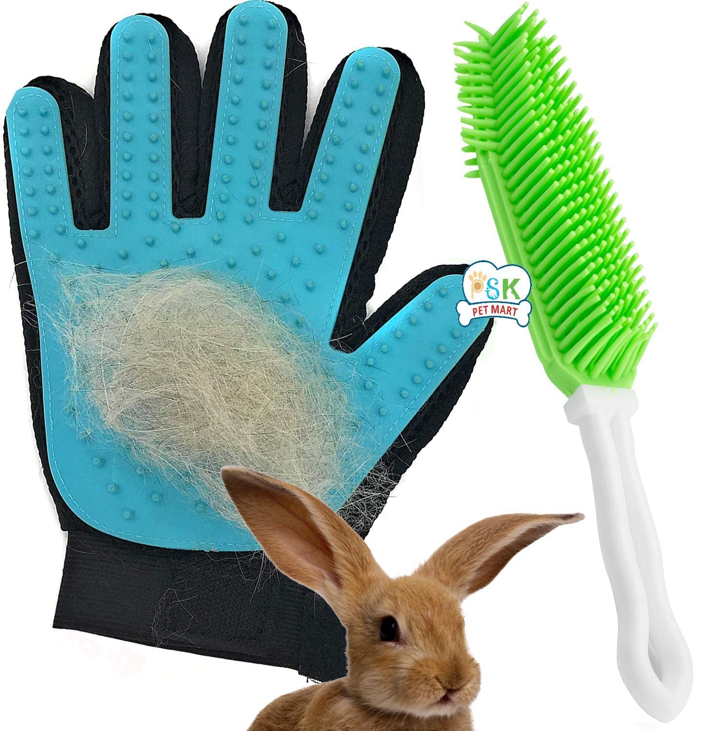 Psk Pet Mart Rabbit Brush And Grooming Glove  2Pcs  Gentle On Bunnies And Guinea Pigs Small Animal Hair Remover
