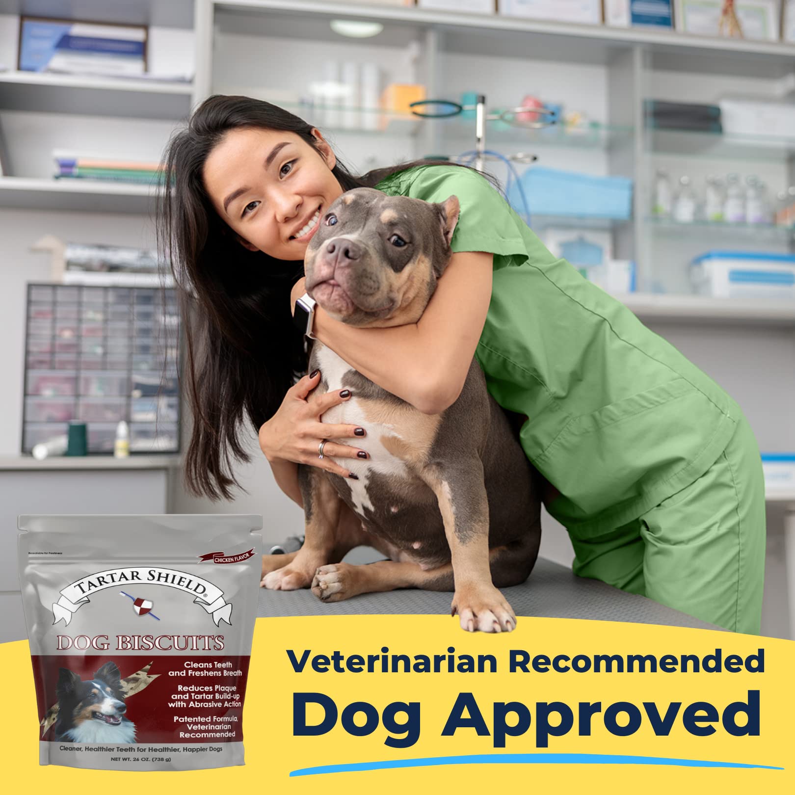 Tartar Shield Dental Dog Biscuits | Safe Daily Treats | Cookie Cleans Teeth & Gums Fresh Breath Natural Oral Health Support | Ta