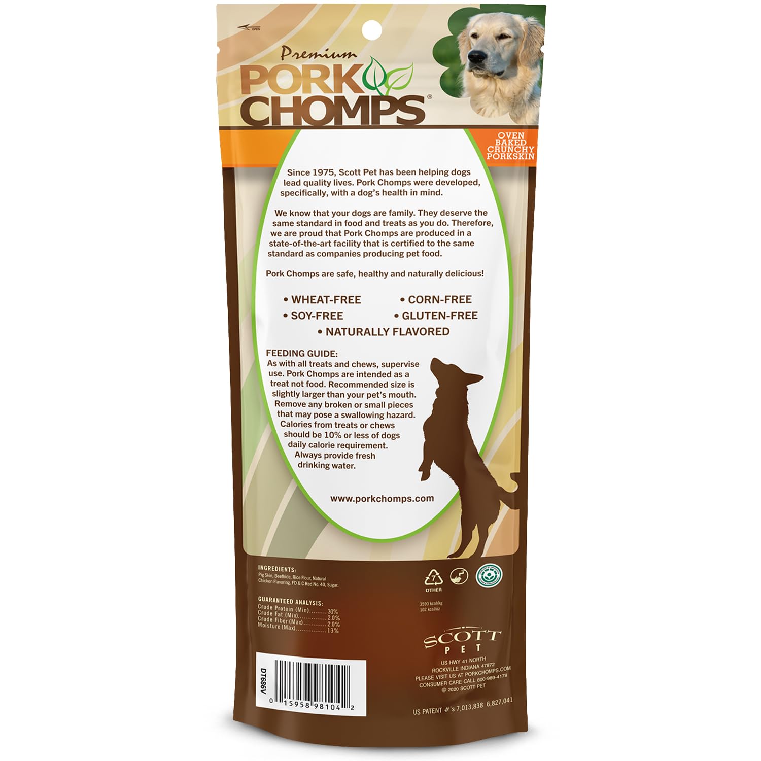 Pork Chomps Dog Chew, 7-inch Crunchy Bone, Chicken Flavor, 1 Count
