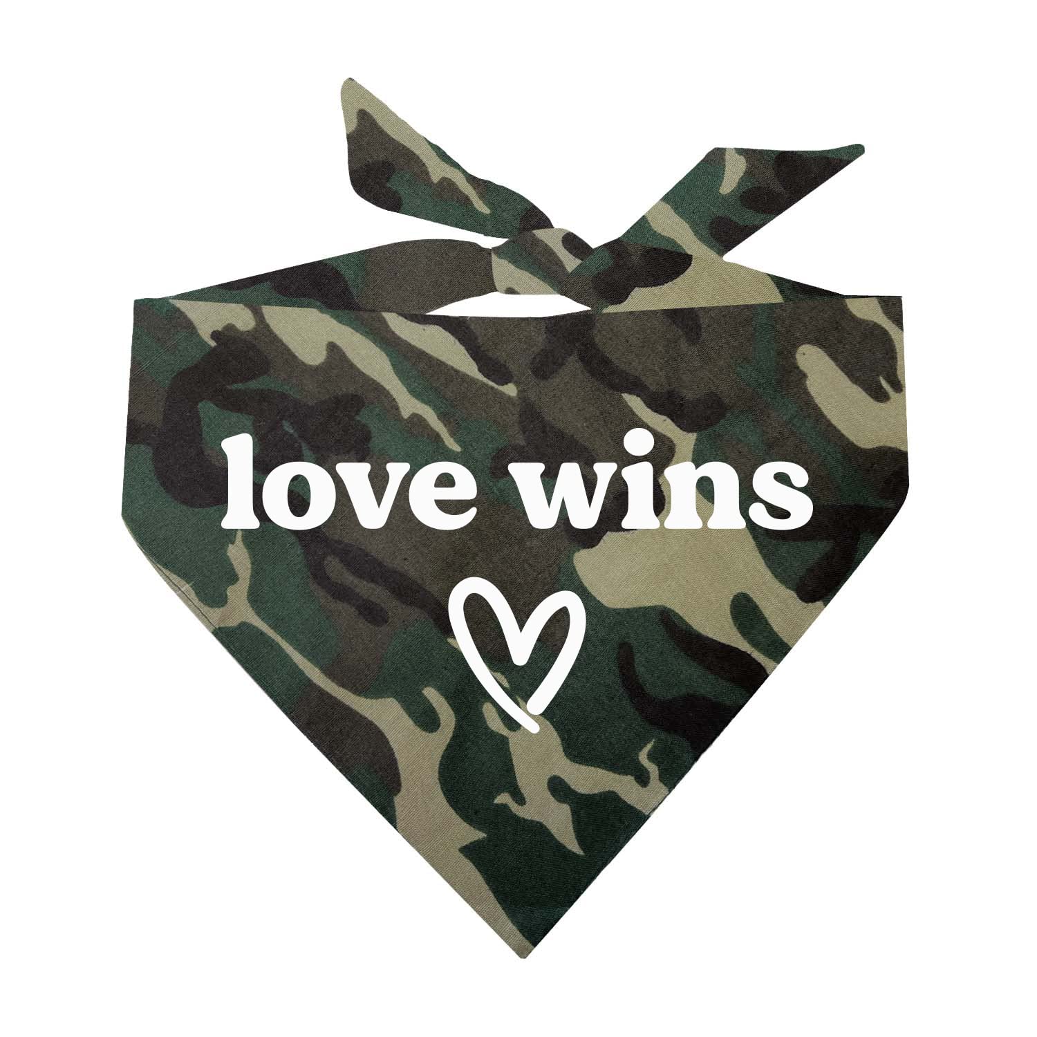 Love Wins Dog Bandana | 100% Cotton Adjustable Triangle | Made In Usa | Pride Day | Lgbtq+ | Rainbow | Parade |Camo, One Size (7