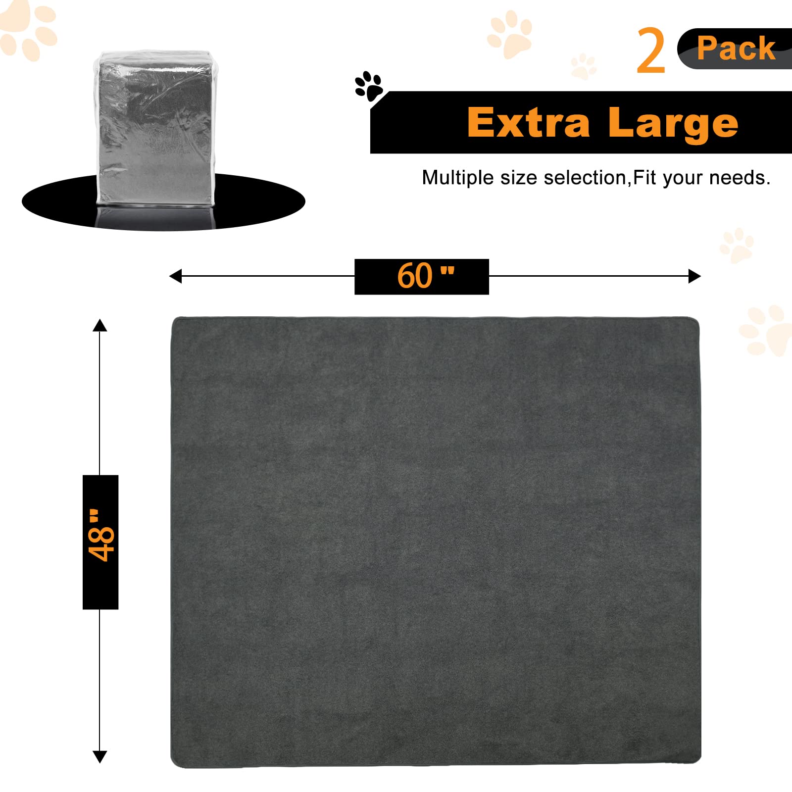 Washable Pee Pads For Dogs, 48X60 Reusable Whelping Pads, Absorb Dog Mats Non-Slip Puppy Training Pads For Whelping, Potty, Trai