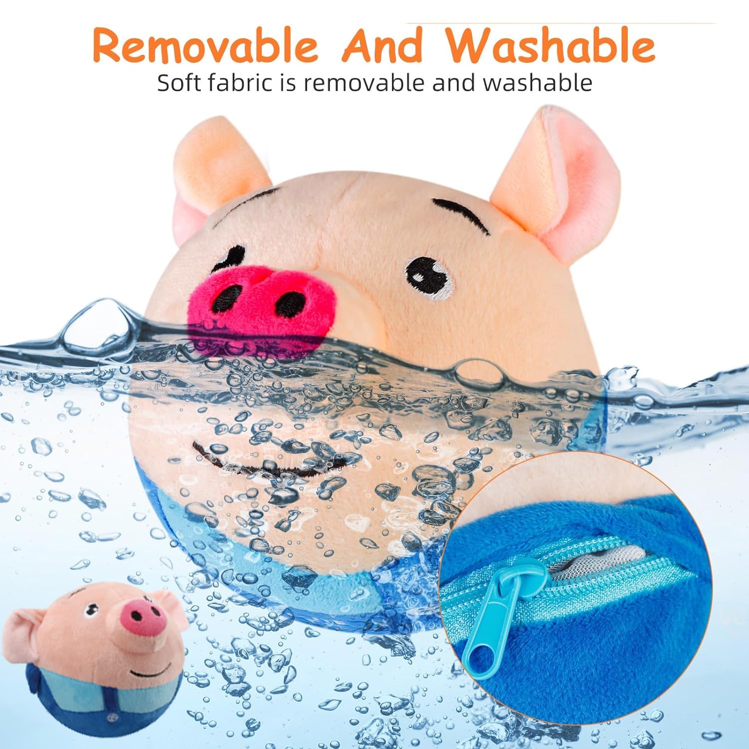 OTXKXBLP Active Moving Pet Plush Toy, Interactive Dog Toys Pet Bouncing Balls, USB Rechargeable Interactive Washable Cartoon Pig