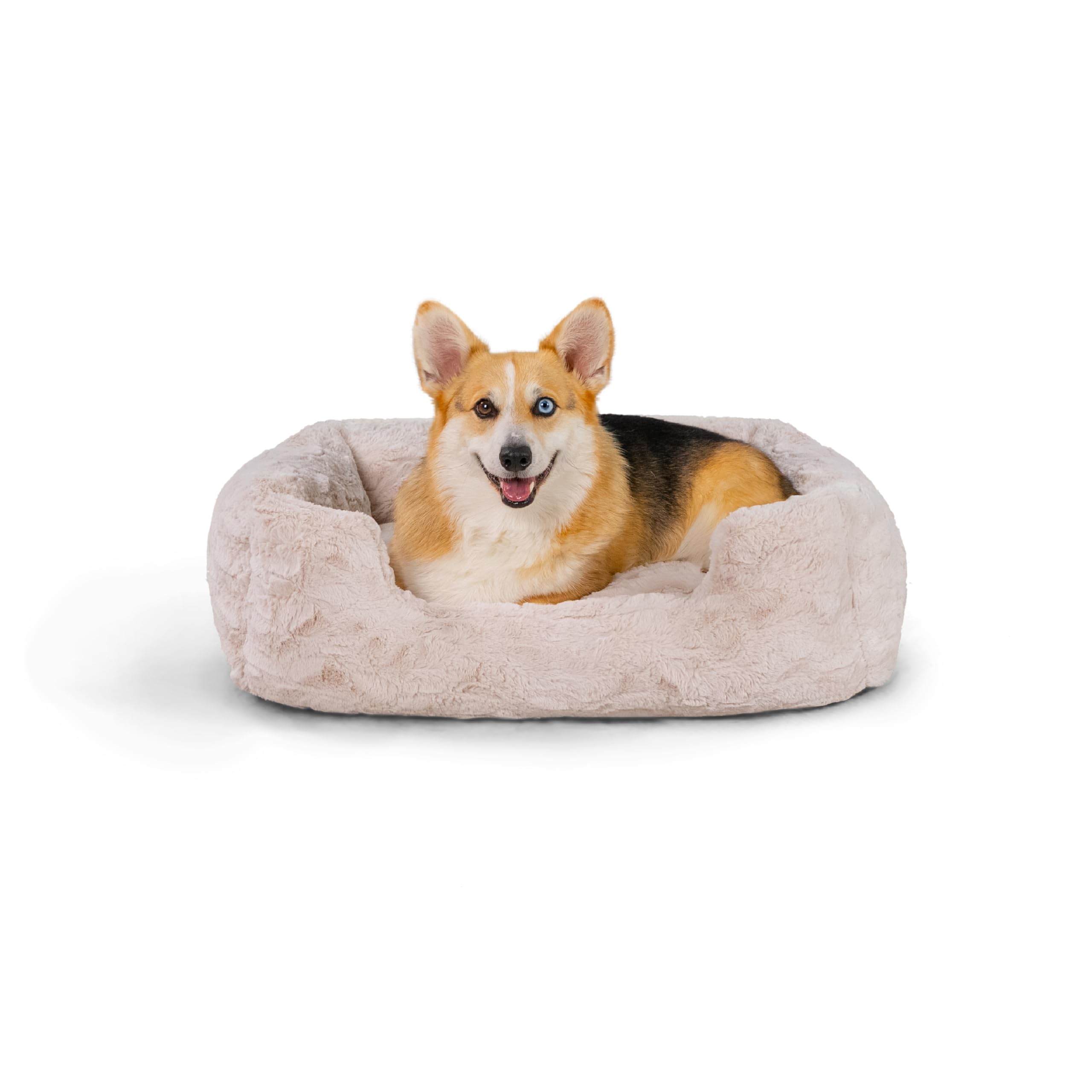 Best Friends by Sheri Lux Lounge Bed Calming Faux Fur Dog Bed, Oyster, Cream, Medium, 30'' x 20''