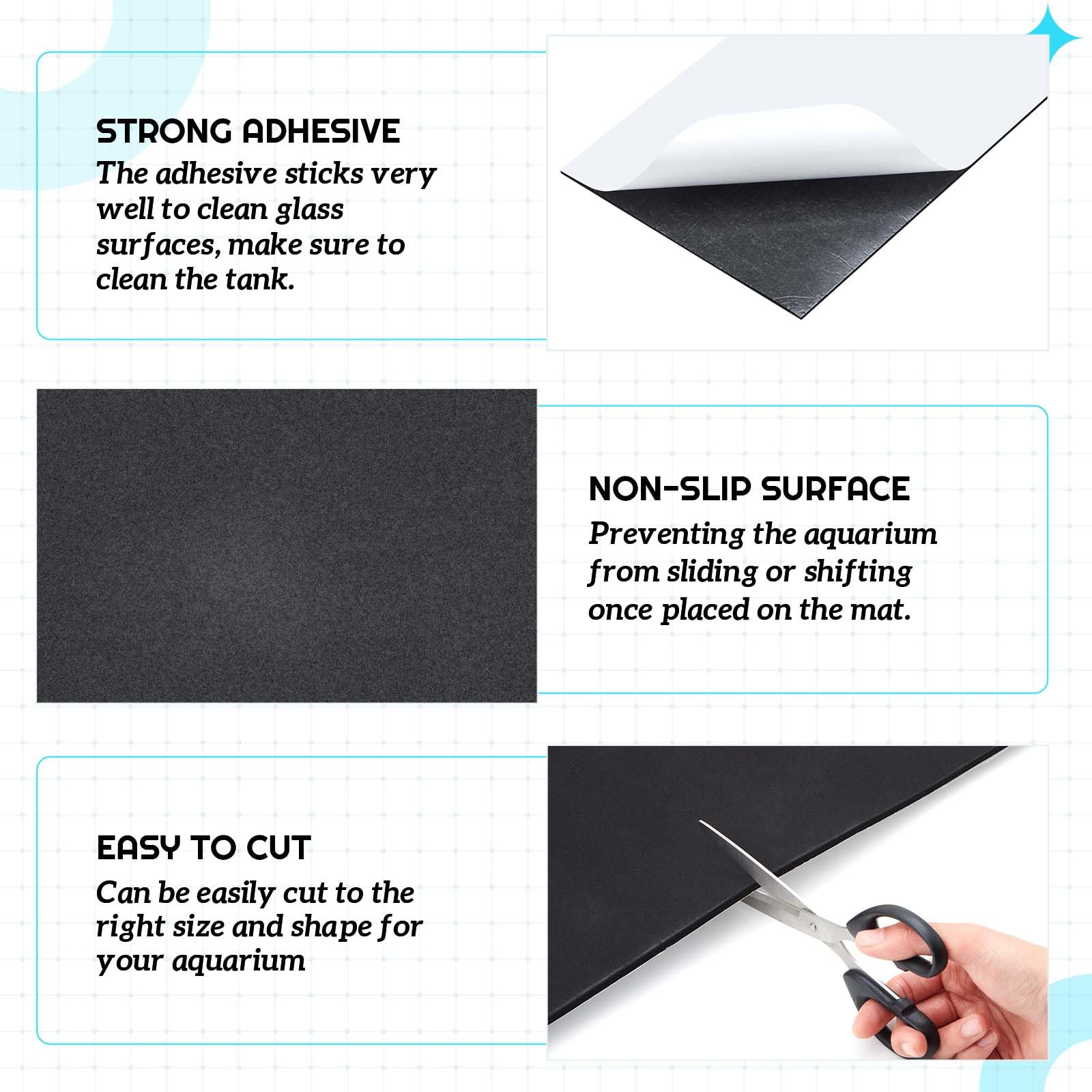 Pangda 12 X 12 Inch Aquarium Fish Self Leveling Mat For Under Tank Foam Compressible Neoprene Mat With Adhesive Backing Waterpro